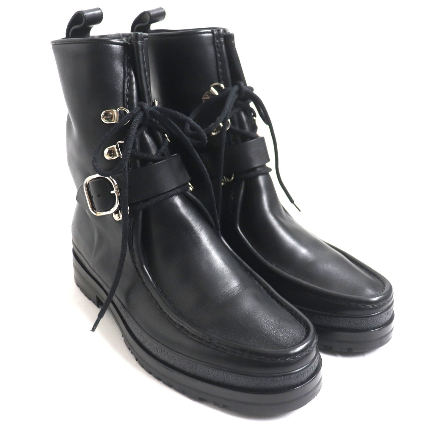 HERMES boots Main: Leather black mens 39.5 d