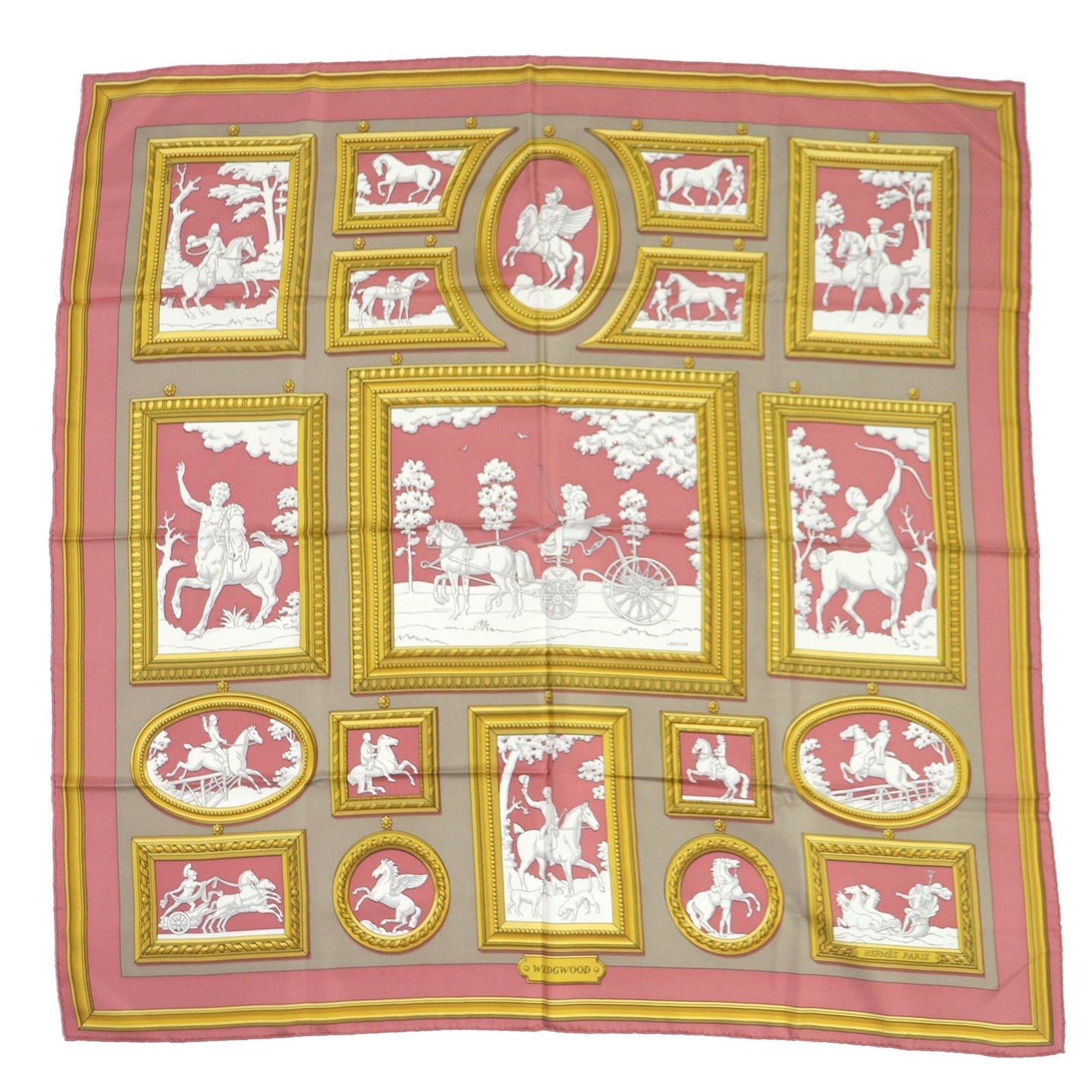 HERMES Stall Main: 100% silk Smokey pink Carre90 Women d