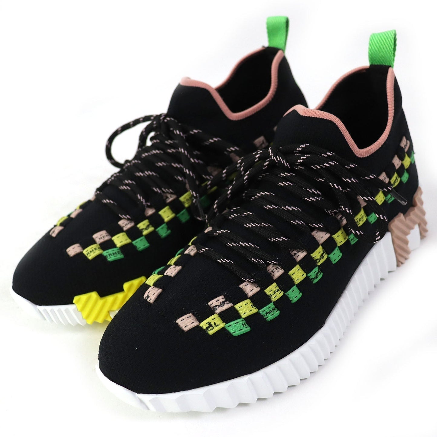 HERMES sneakers knit Black multicolor 35 1/2