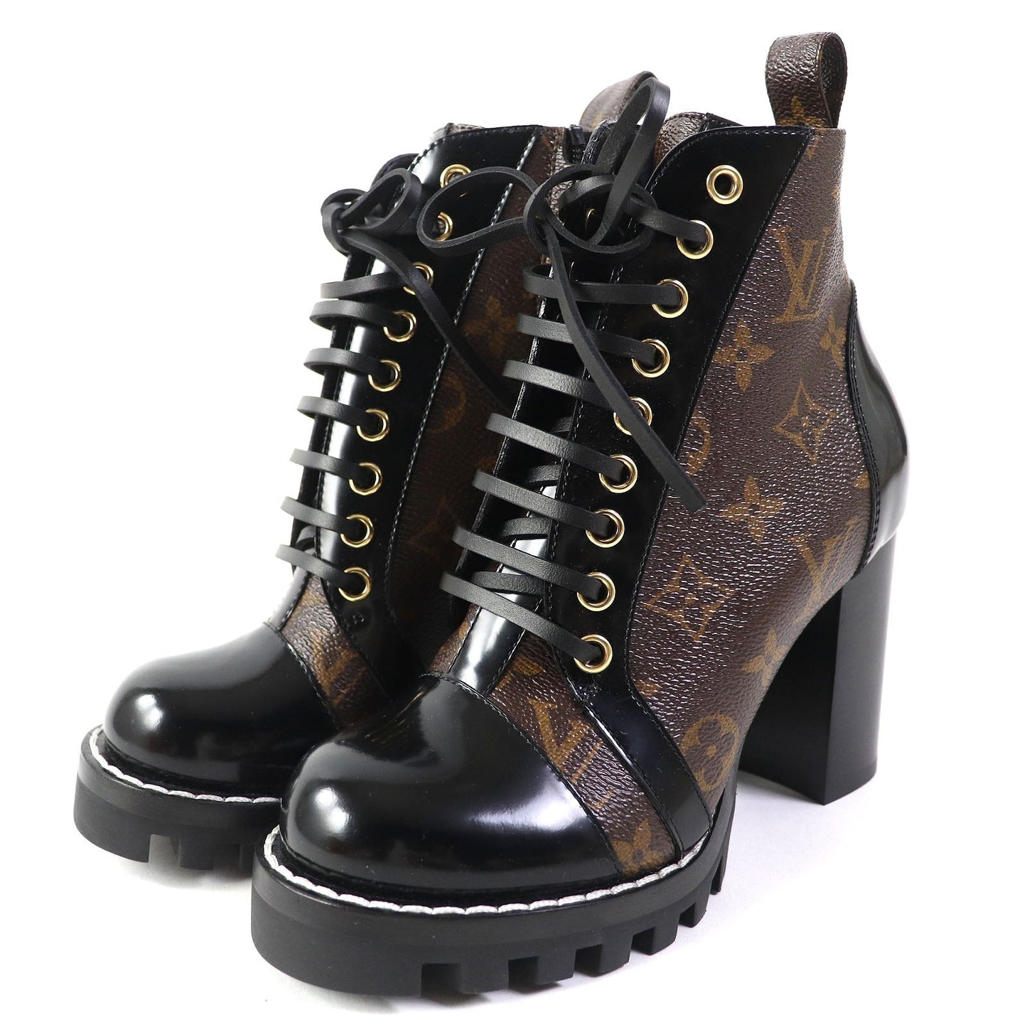 LOUIS VUITTON Ankle boots Part: Leather Black brown Star trail line Women 34 d