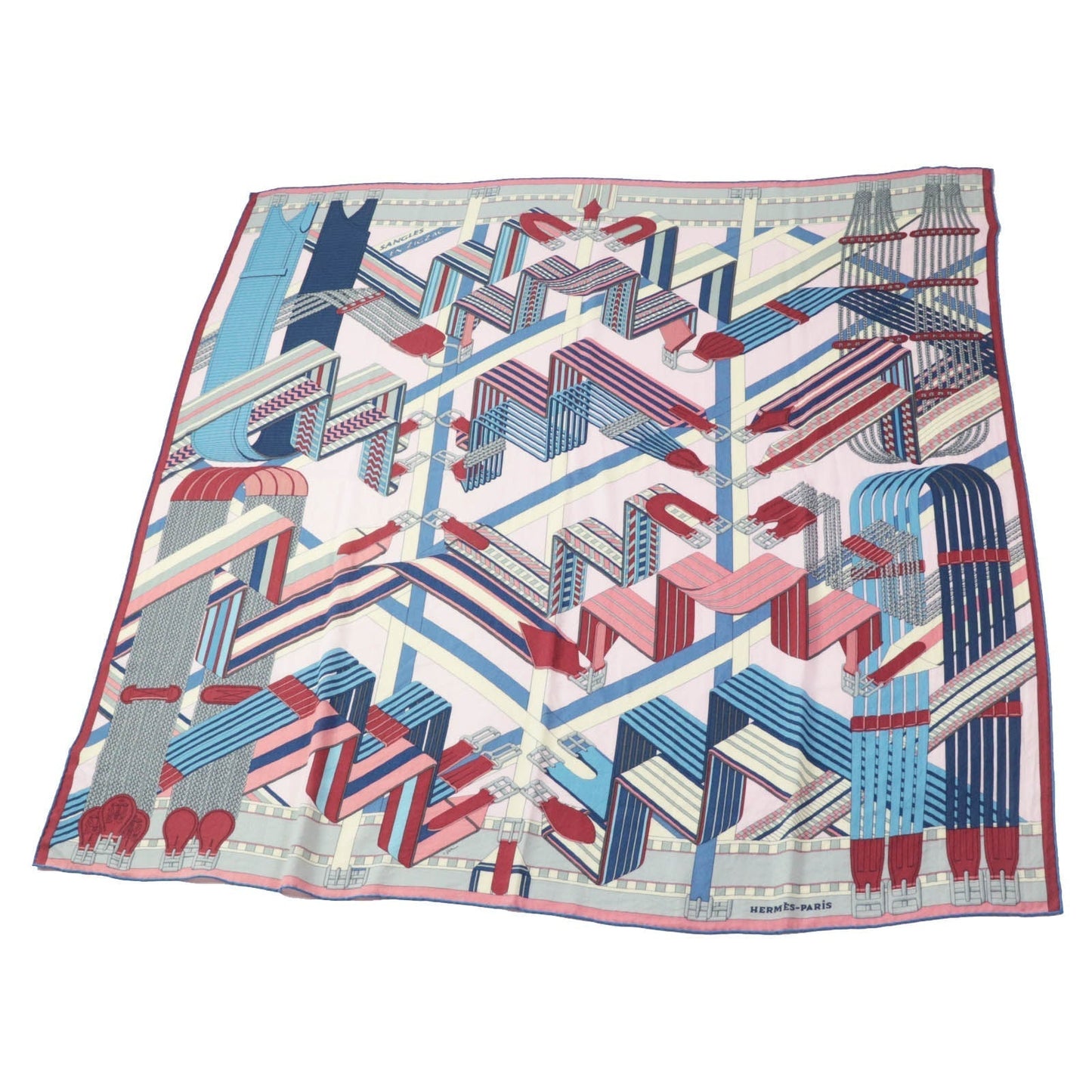 HERMES Stall SANGLES EN ZIGZAG ????????? cashmere Multi Carre140 Caregean