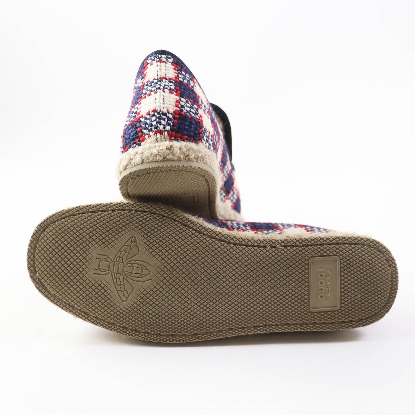 GUCCI loafers Main: , Main: Tweed Inner: Boa Navy red white Women 36 1/2