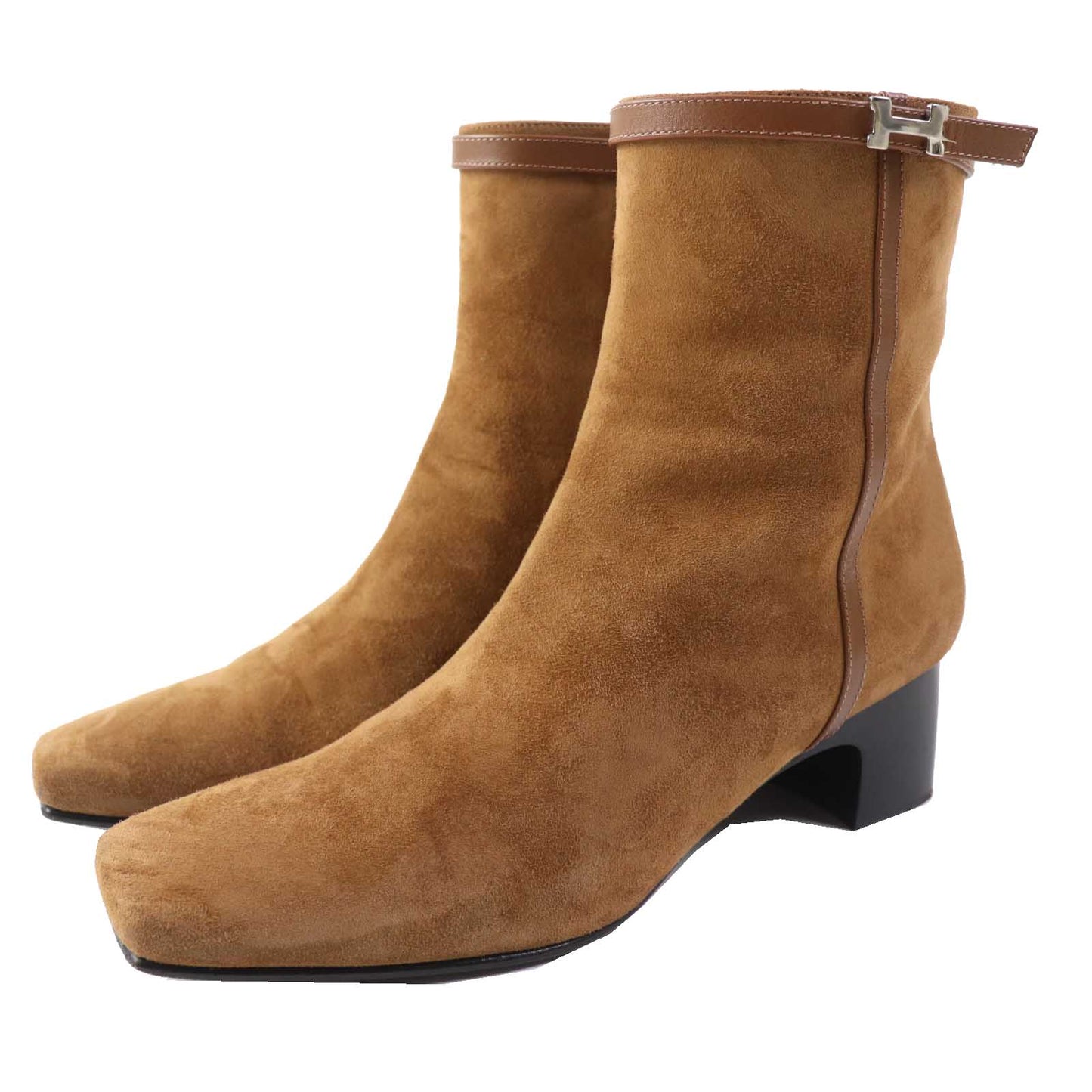 HERMES Ankle boots BL232082Z Main: suede, part: leather Brown Women 38 d