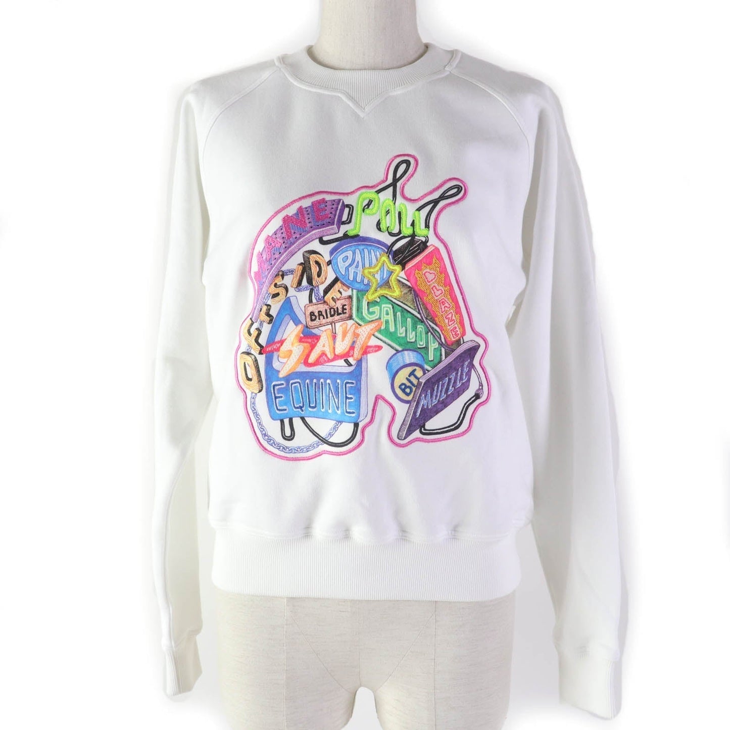 HERMES sweat 3E4626DA cotton White multicolor Chevroscope 34