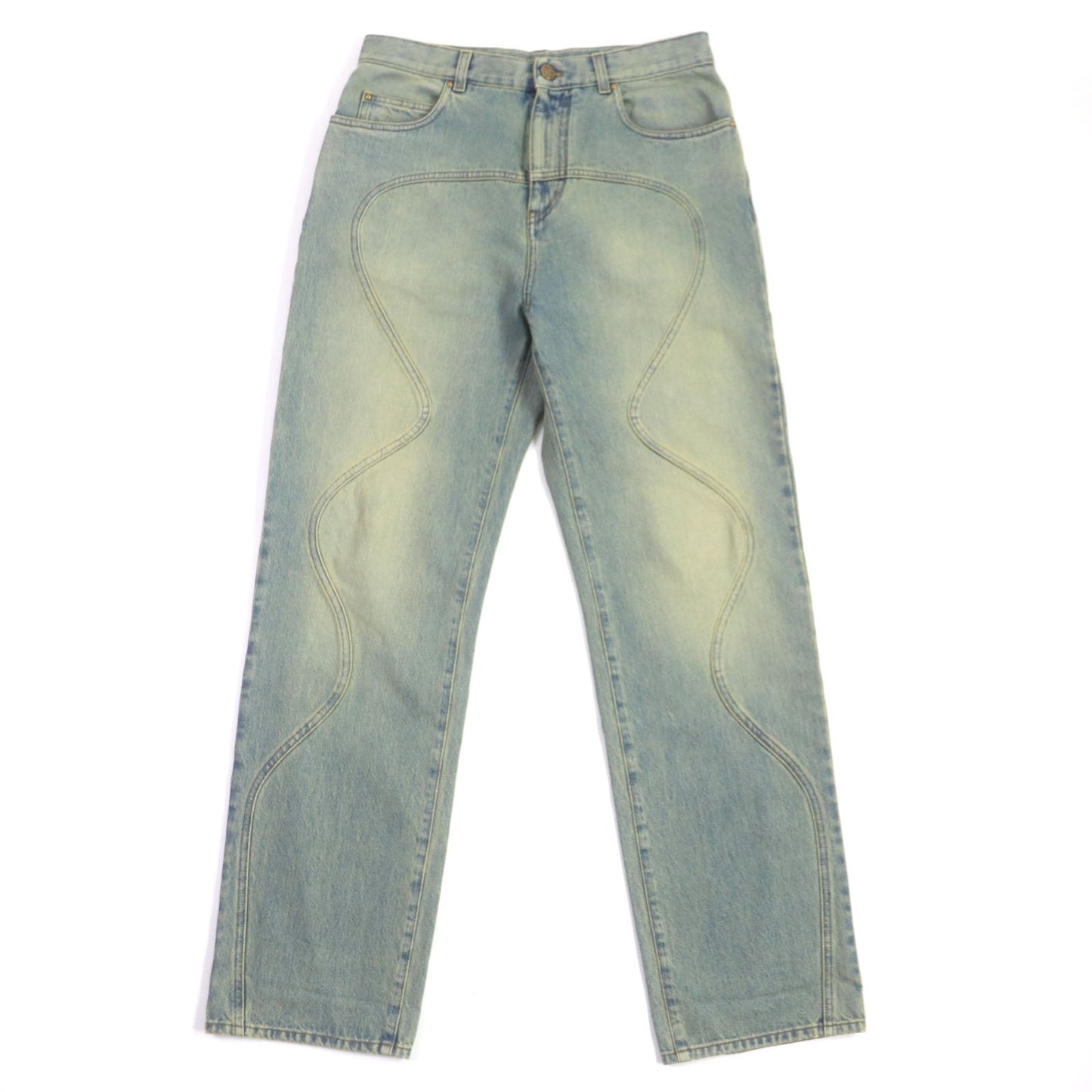 LOUIS VUITTON Denim pants Main: 100% cotton, Lining: 100% cotton, Leather part: Cowhide Blue type mens 30 d