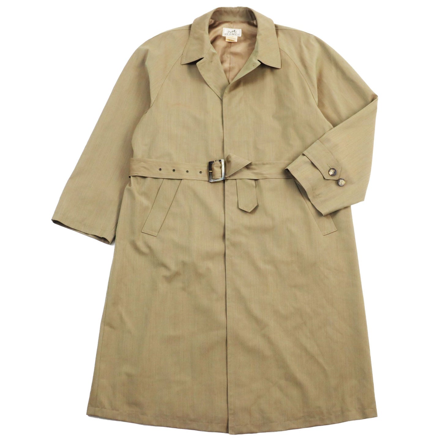 HERMES Stainless collar coat Outer: 100% wool, Lining: 100% acetate Brown type iridescent mens 52 d