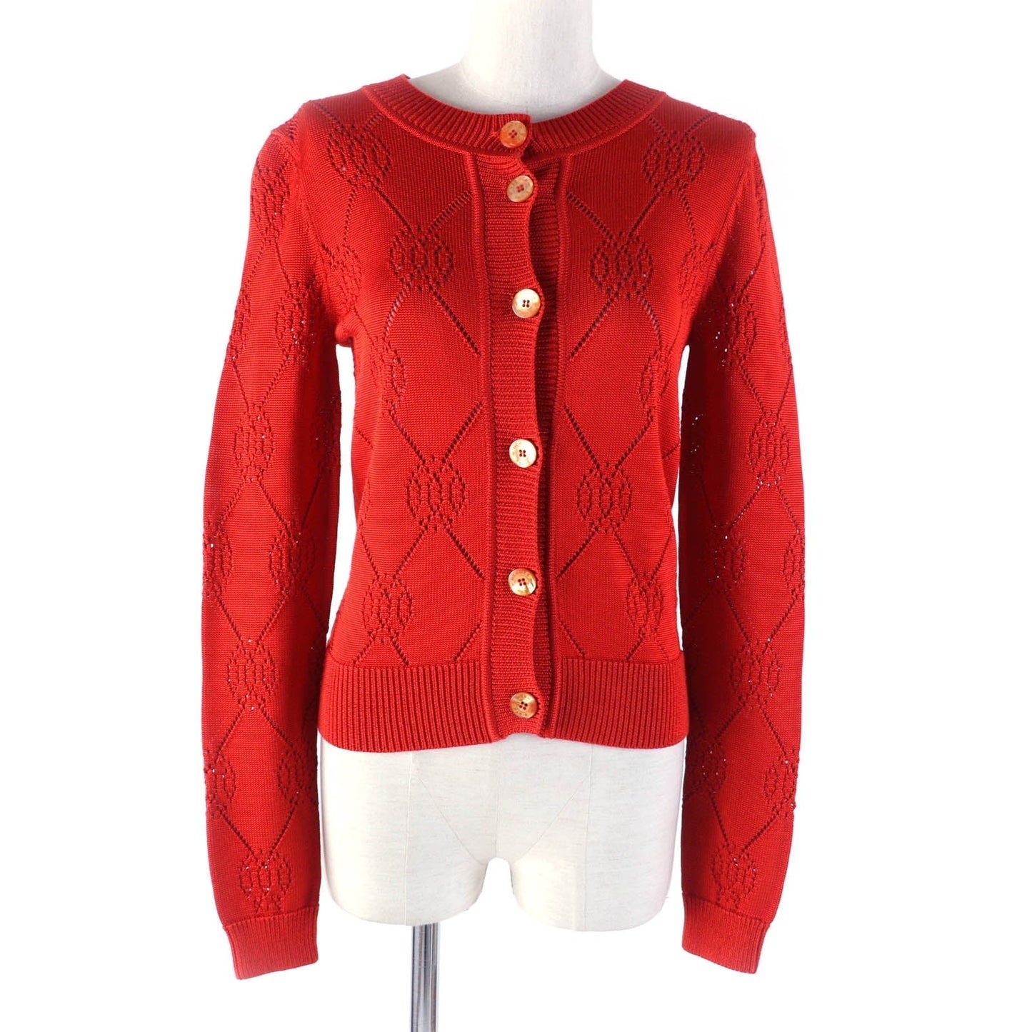 HERMES cardigan 2E2710DA Rayon Orange 34