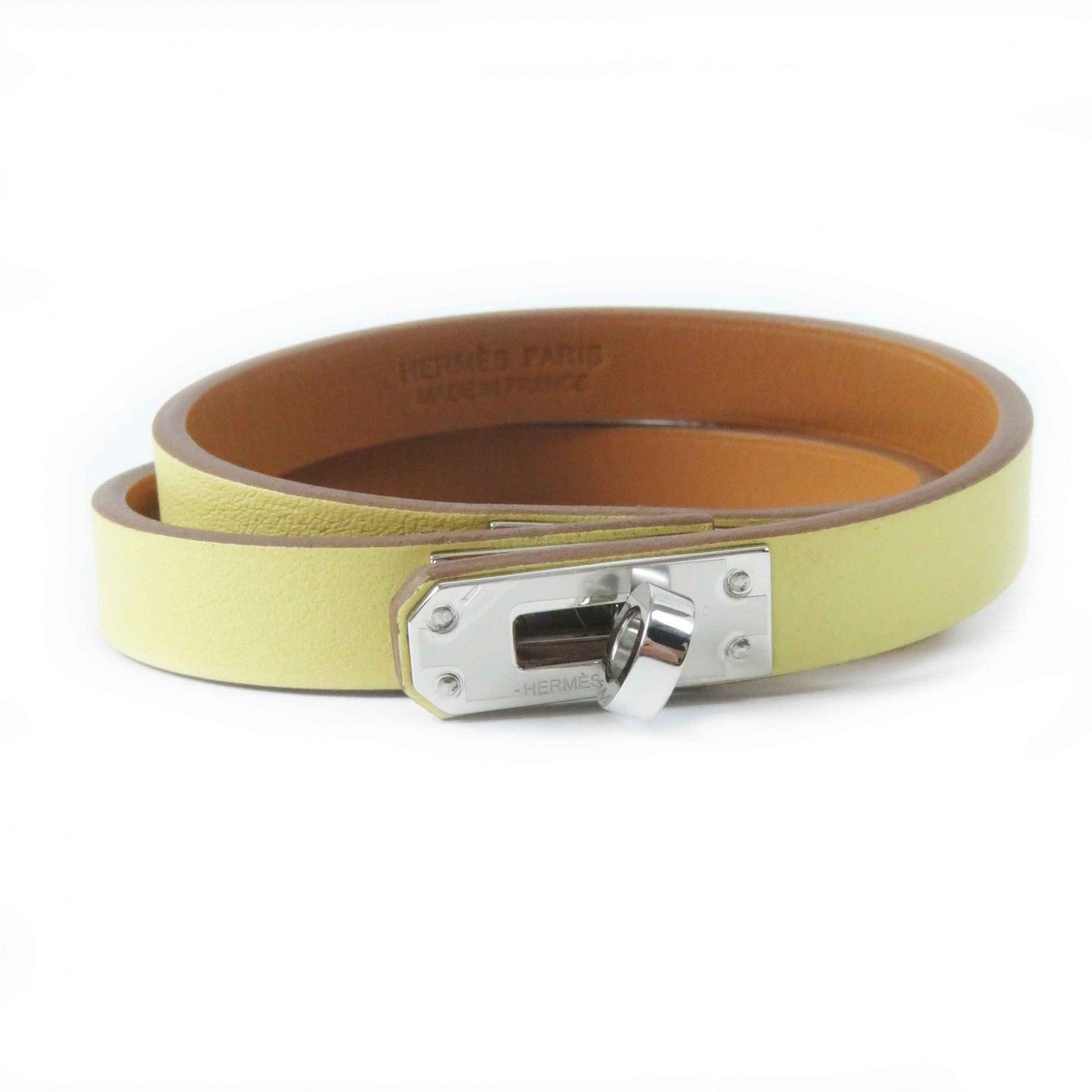 HERMES bracelet Main: Leather yellow Mini Kelly Double Tour Women d