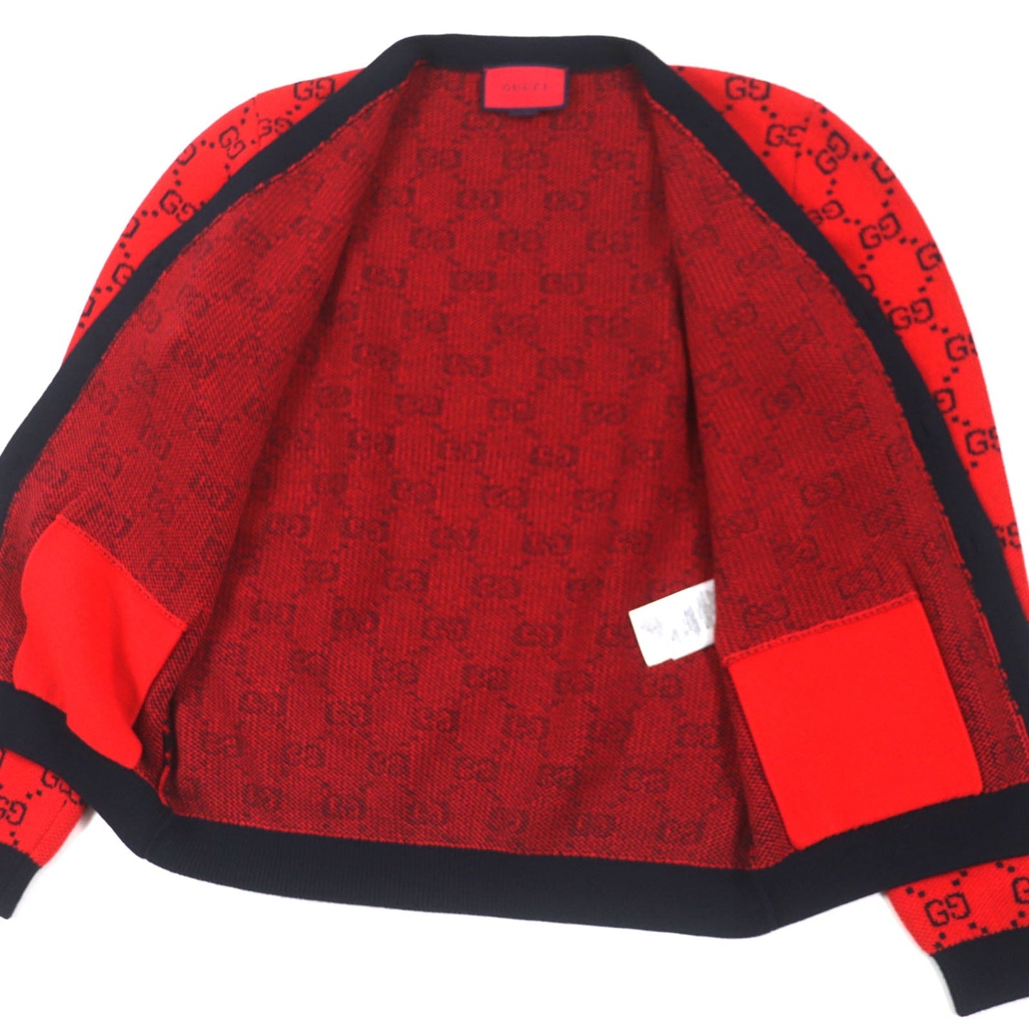 GUCCI cardigan 661156 Main: 54% wool, Main: 46% cotton, Part: 52% wool, Part: 45% cotton, Part: 2% nylon Red black Women M