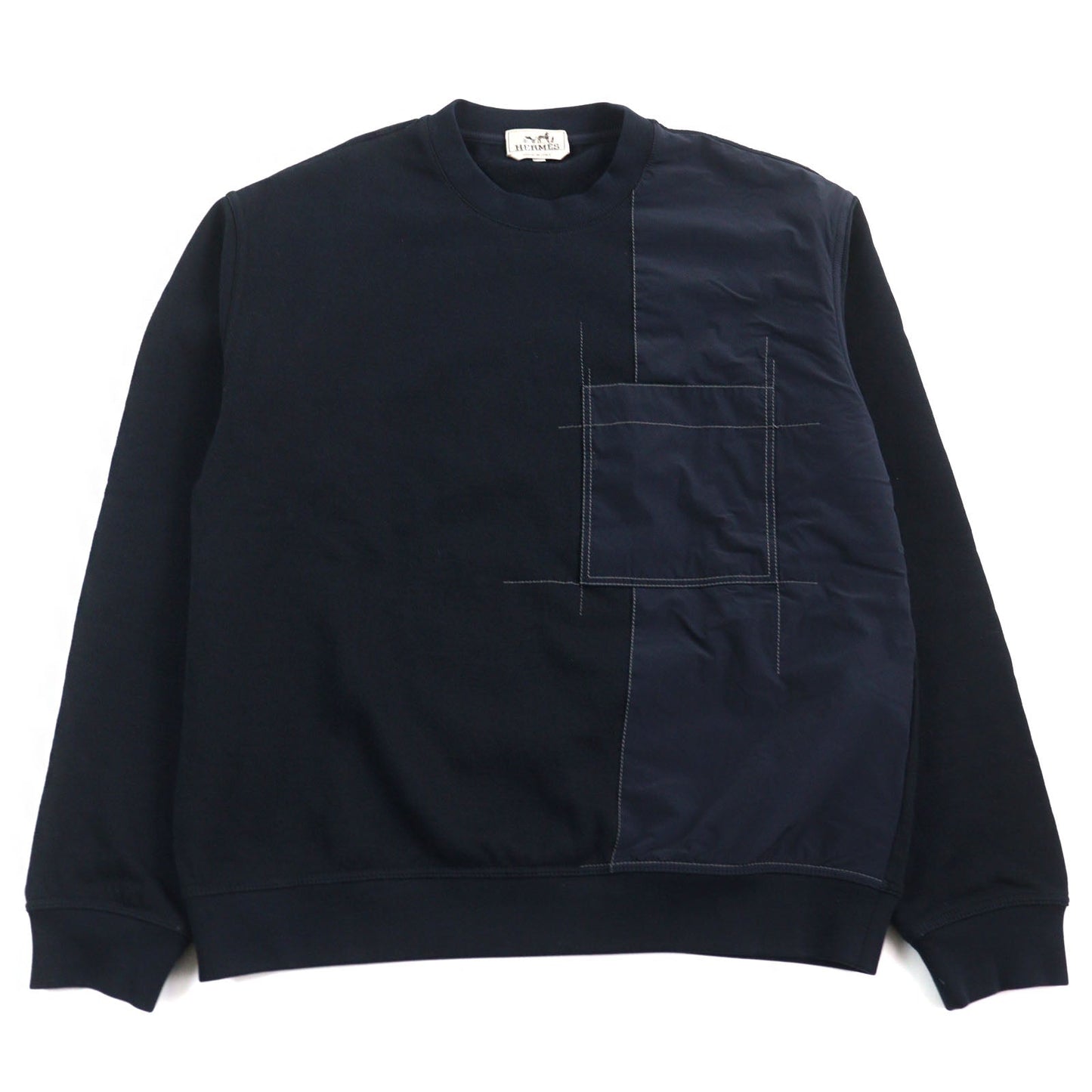 HERMES sweat Main: 100% cotton, part: 80% nylon, part: 20% polyurethane, part: 90% cotton, part: 10% polyurethane Navy mens XL d