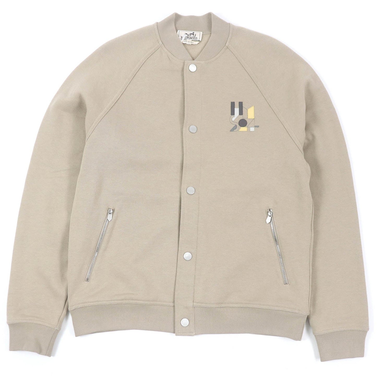 HERMES Stajan Main: 100% cotton, Part: 90% cotton, Part: 10% elastane (polyurethane), Leather part: Lambskin beige Jeu d'Adresse mens M d