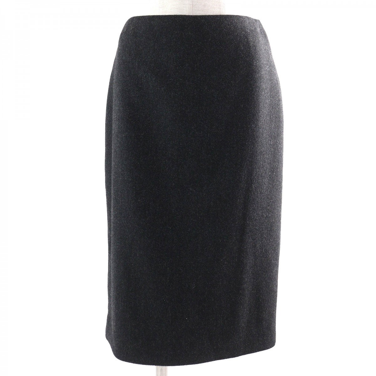 HERMES Tight Skirt Outer: 85% wool, Outer: 15% cashmere, Leather: cowhide, Lining: 100% silk Dark gray Women 36 d