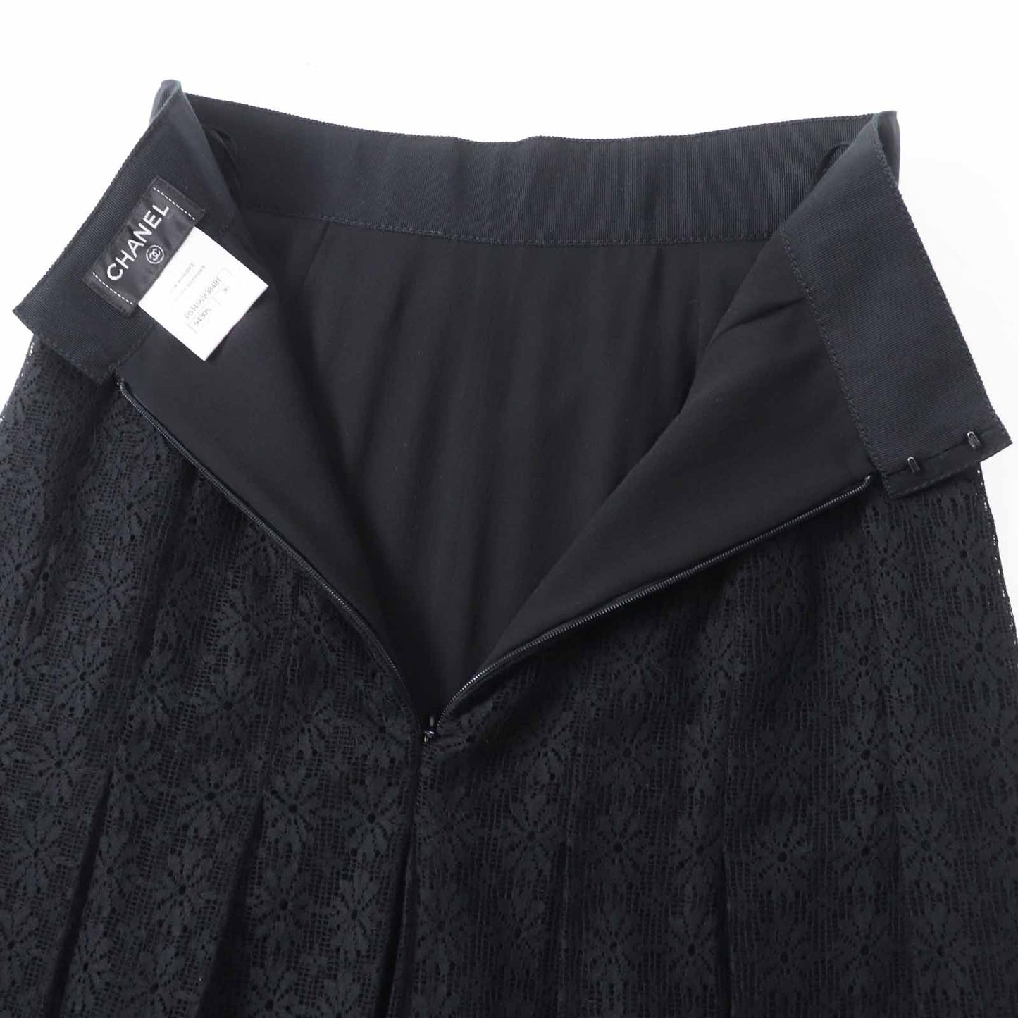 Chanel Pleated skirt Cutwork lace Cotton Nylon Silk Skirt