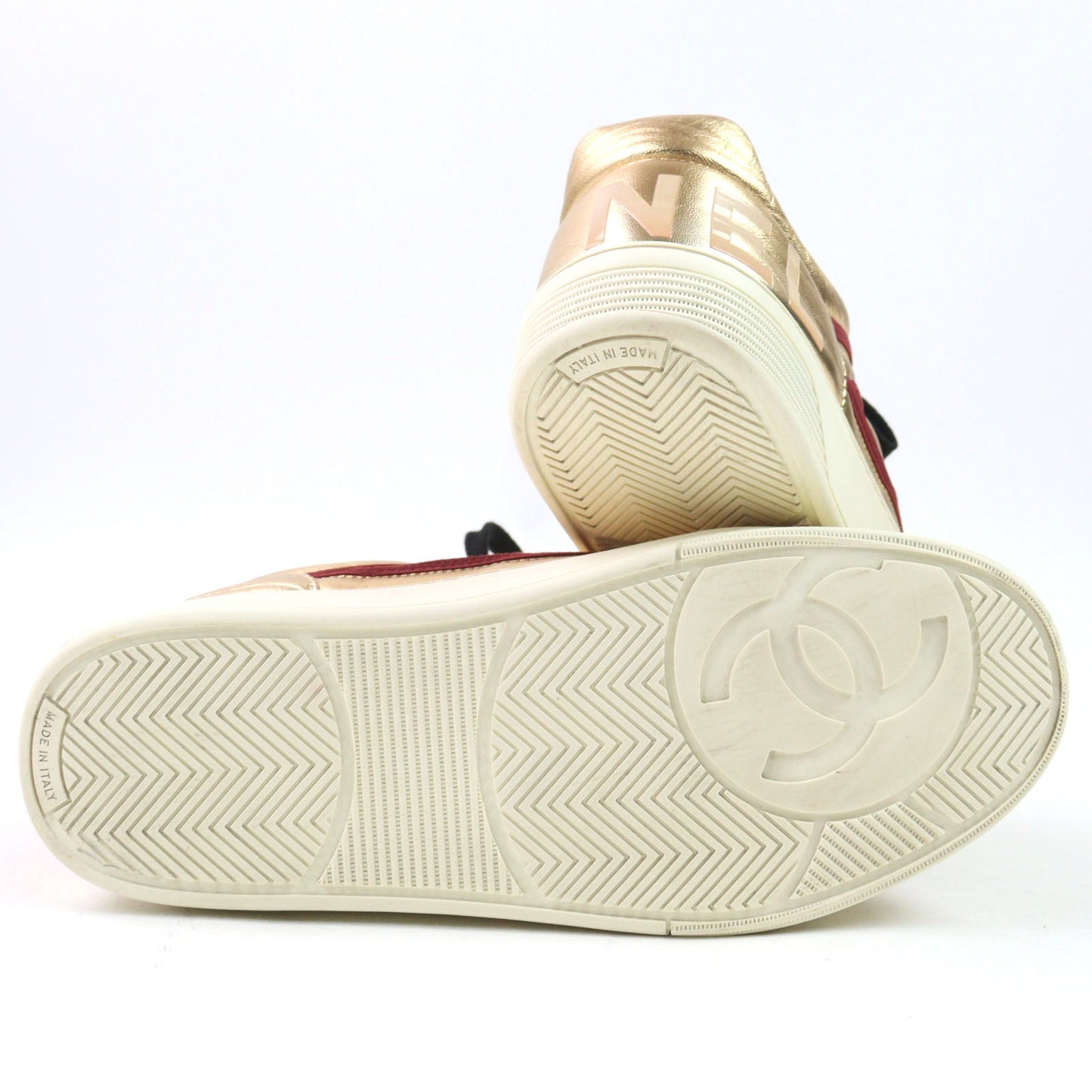 Chanel COCO Mark Logo Gold Series Patent Leather Sneakers