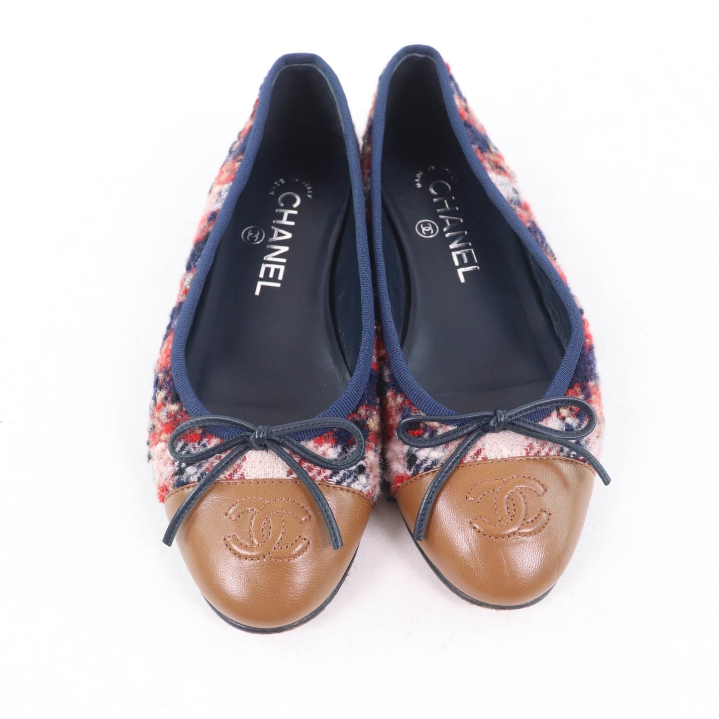Chanel COCO Mark Ballerina Tweed Leather Flats