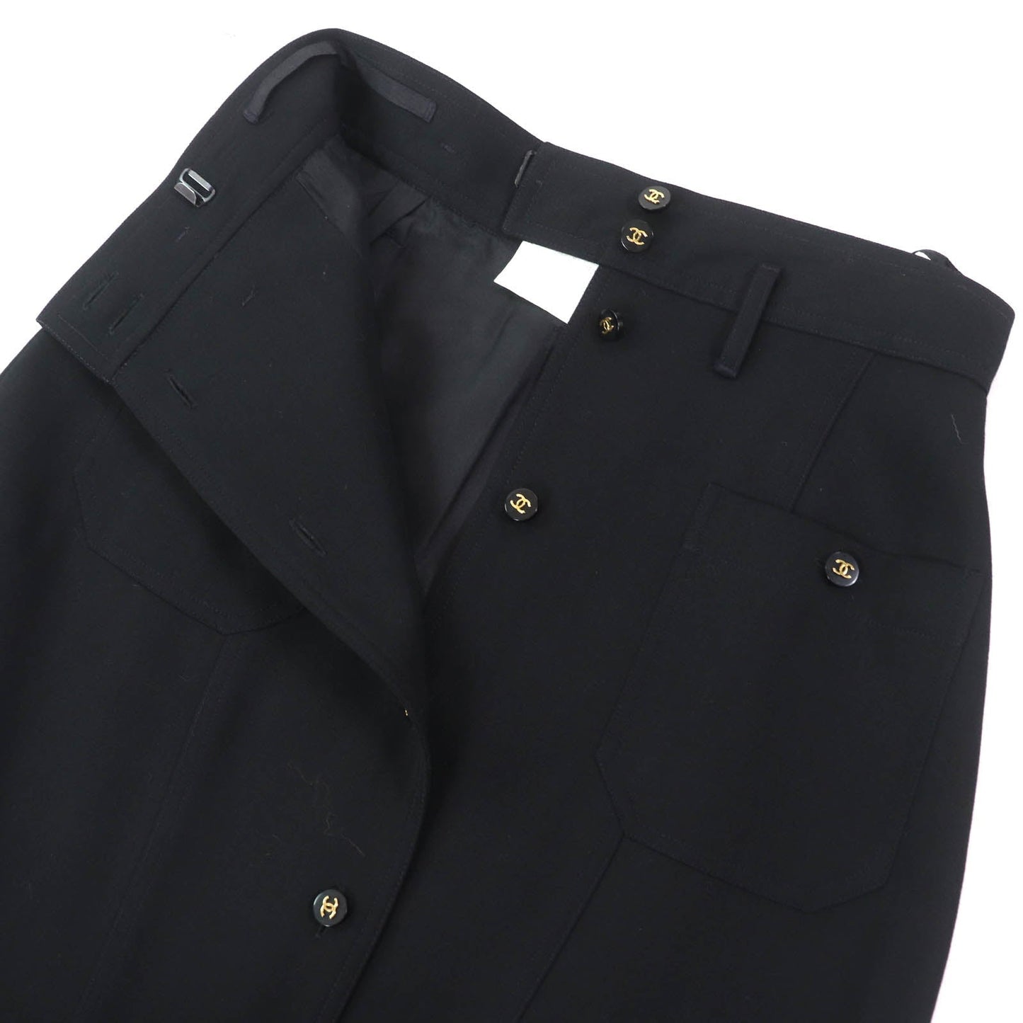Chanel COCO Mark Button Wool Skirt