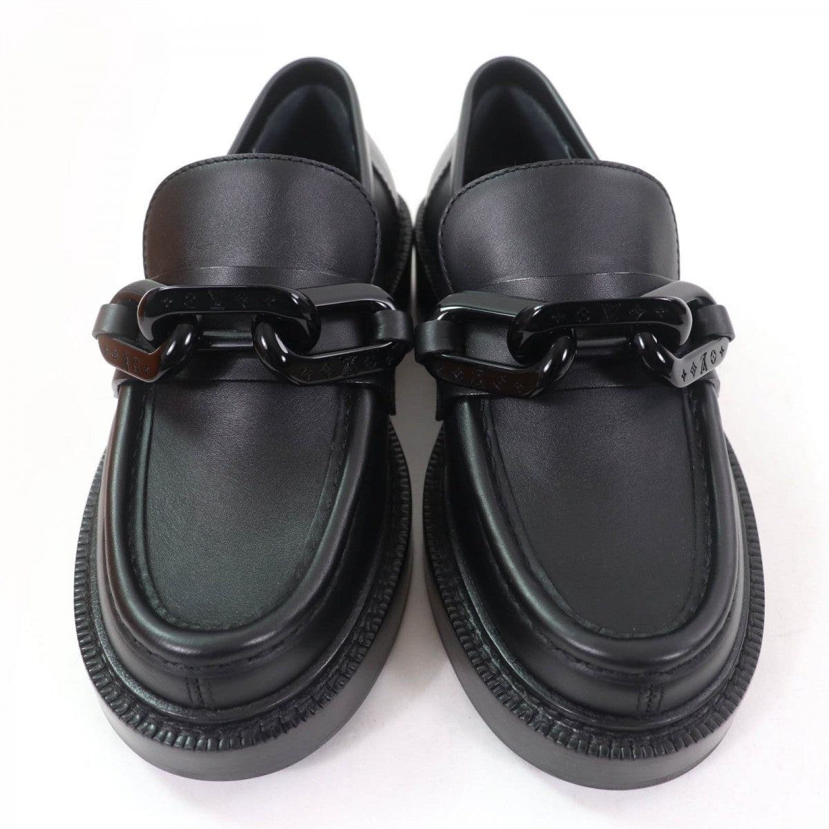 LOUIS VUITTON Leather shoes leather black Academy Line 34.5