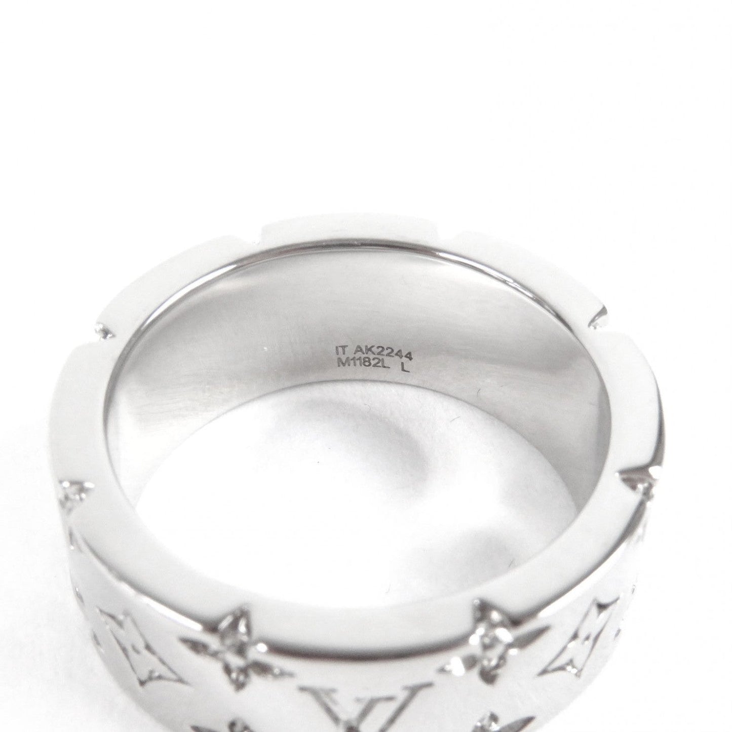 LOUIS VUITTON Ring M1182L ー Silver Ring LV Mosaic L