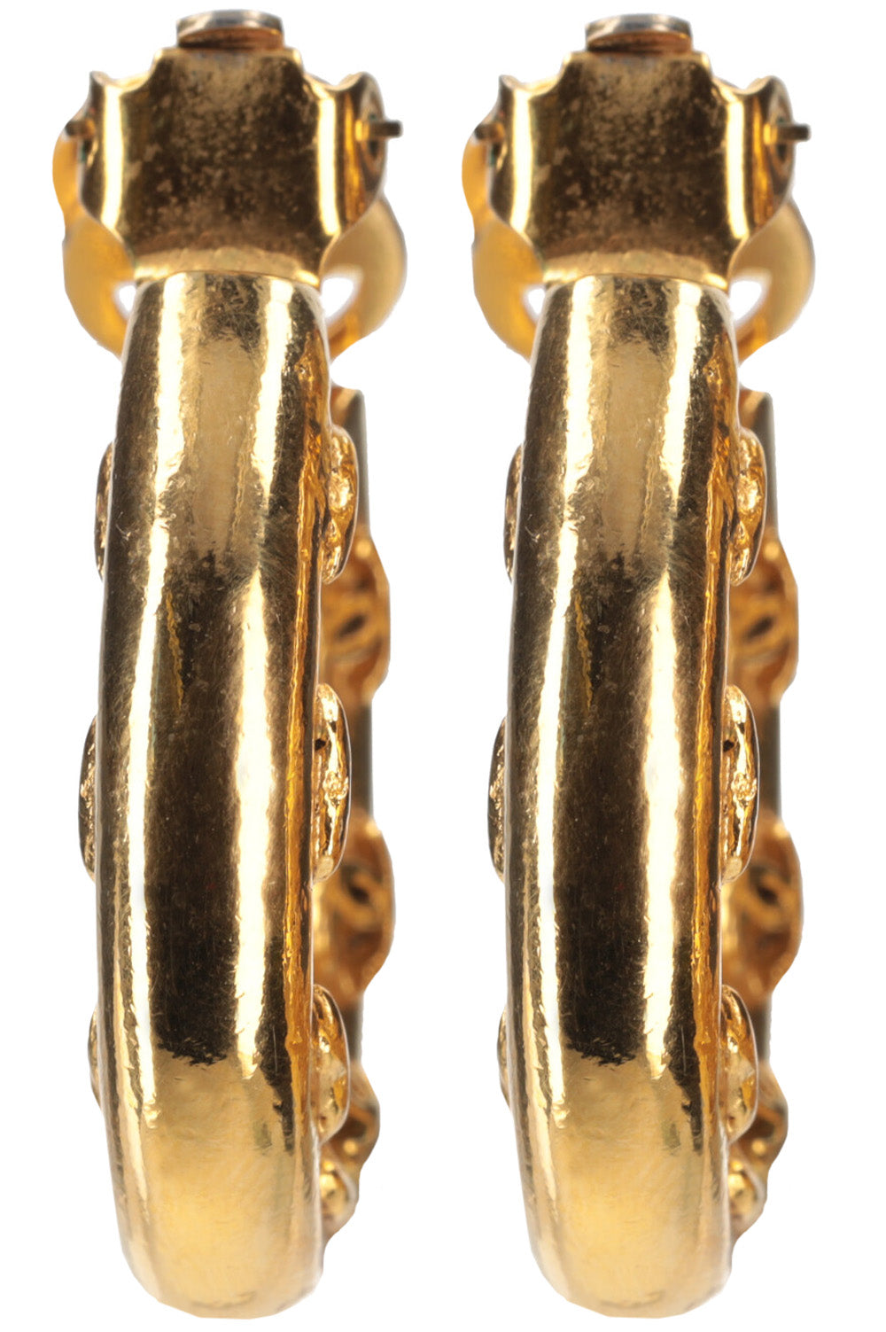 CHANEL CC Hoop Earrings Gold