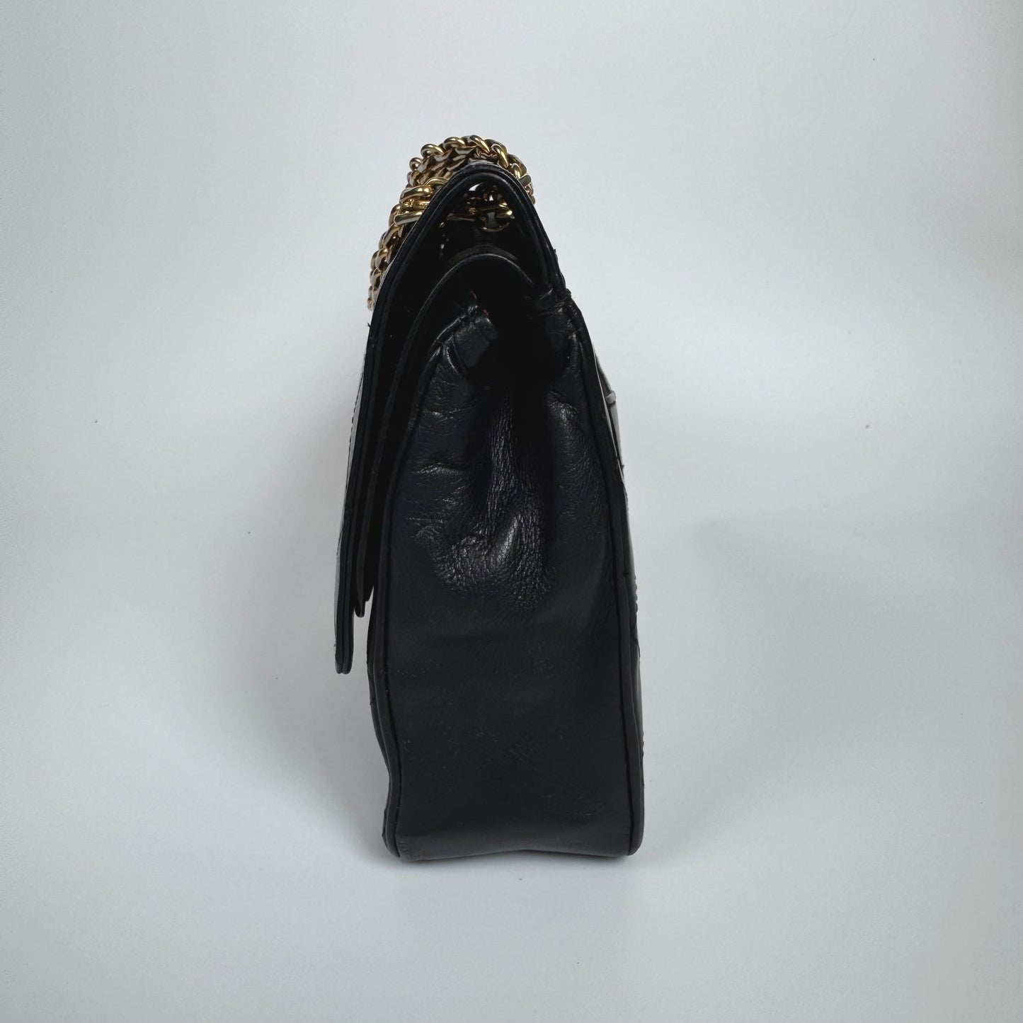 Chanel Classic Flap Black Lambskin Leather with 24k Gold Hardware Chain Strap