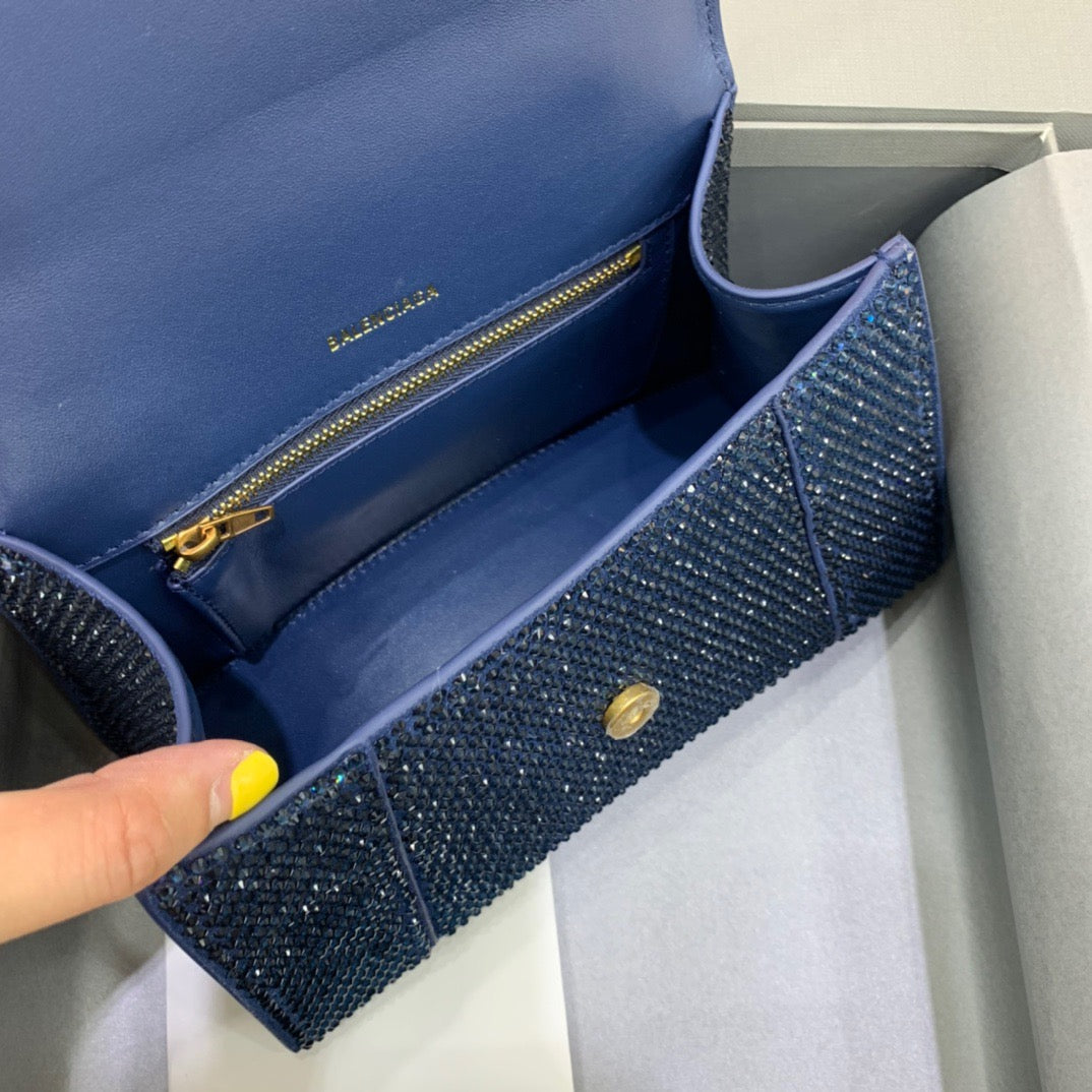 Top Quality Hourglass Small Handbag In Dark Blue, For Women, Bags 9in/23cm