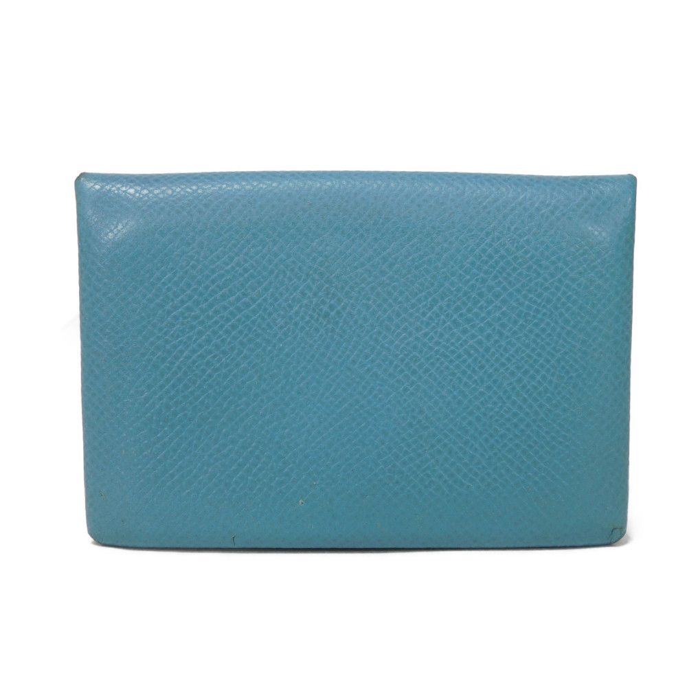 HERMES Card Case Epsom Blue gene Star Mark Pressed Calfskin Pastel Light Blue Bifold Wallet Calvi unisex(Unisex) d