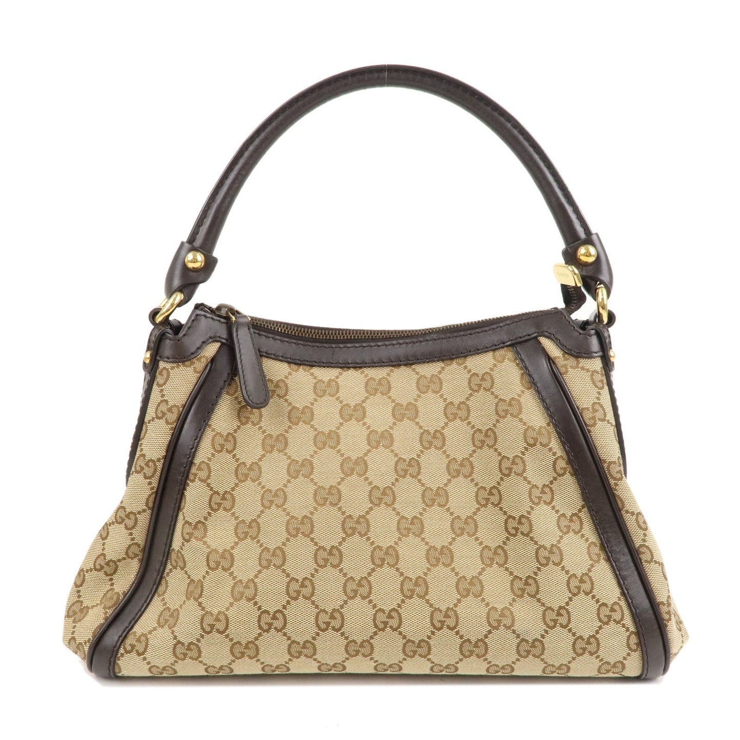 GUCCI GG Canvas Leather Shoulder Bag Beige Brown 282298