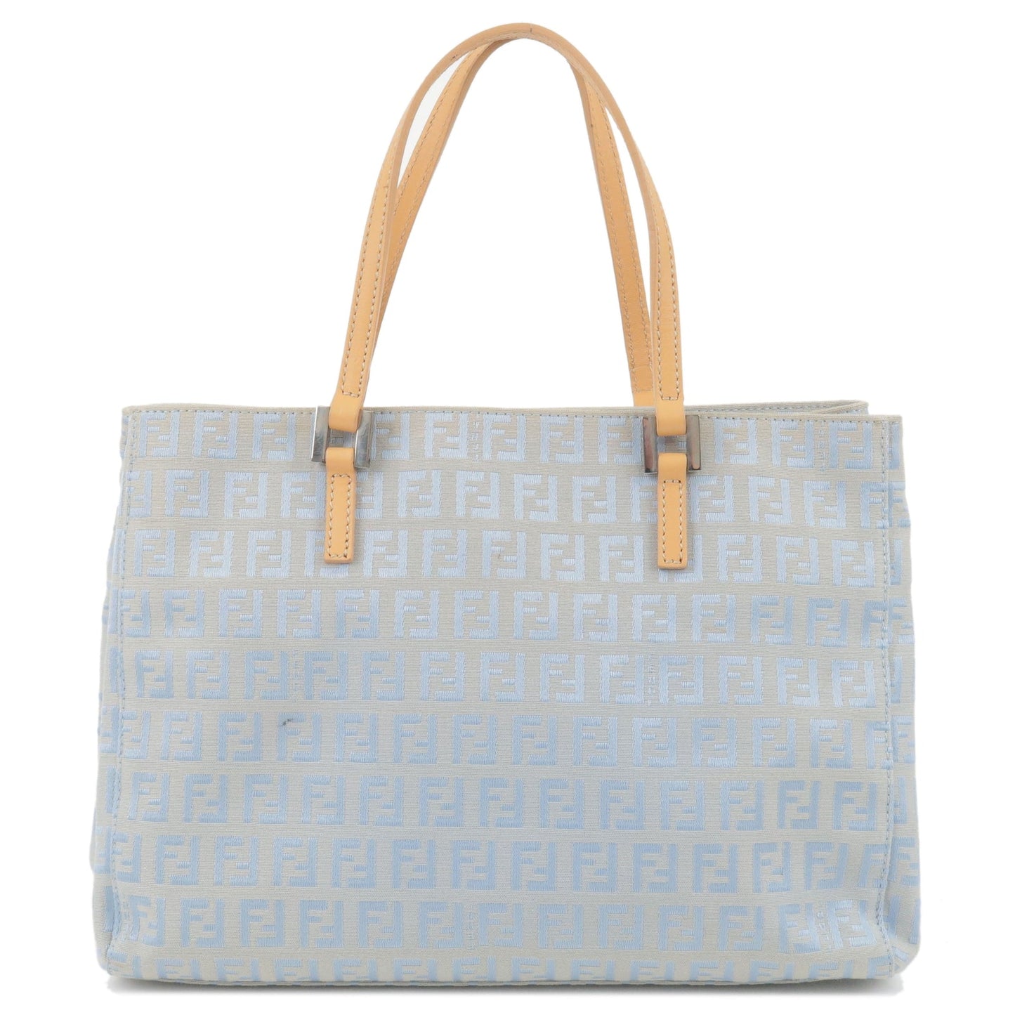 FENDI Zucchino Canvas Leather Hand Bag Light Blue 8BH072
