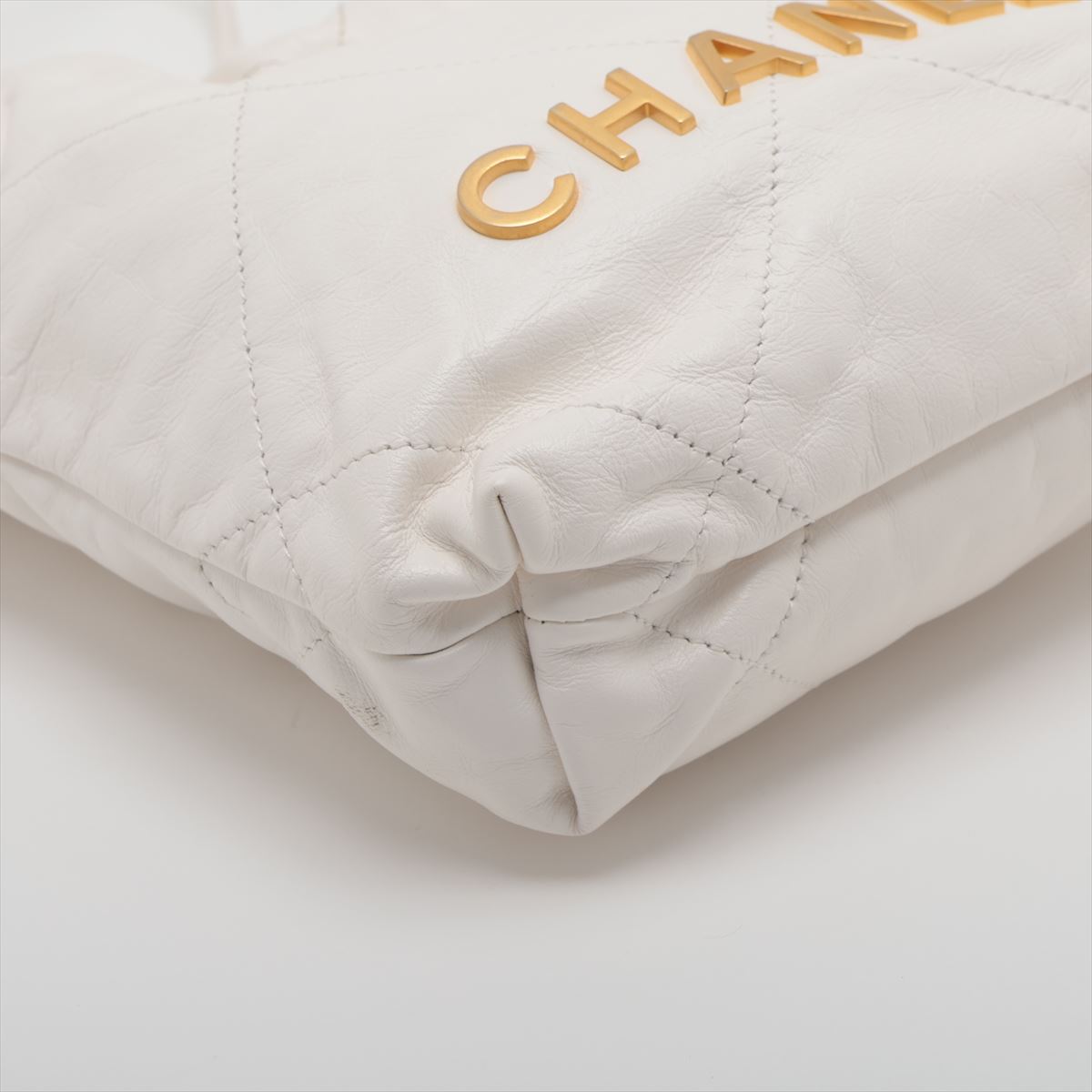Chanel 22 Mini Leather Chain Shoulder Bag White G AS3980