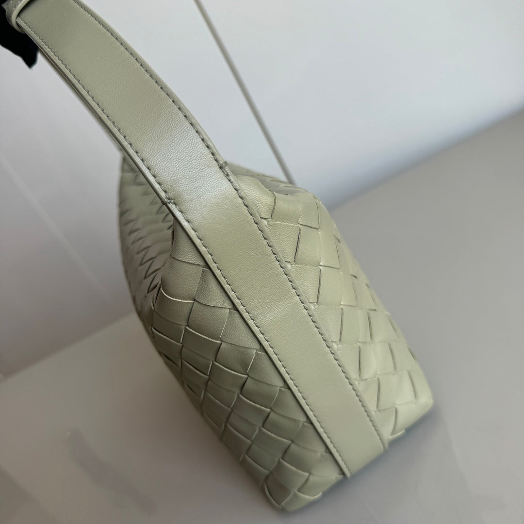 Bottega Veneta Mini Wallace Leather Green Travertine & M Brass