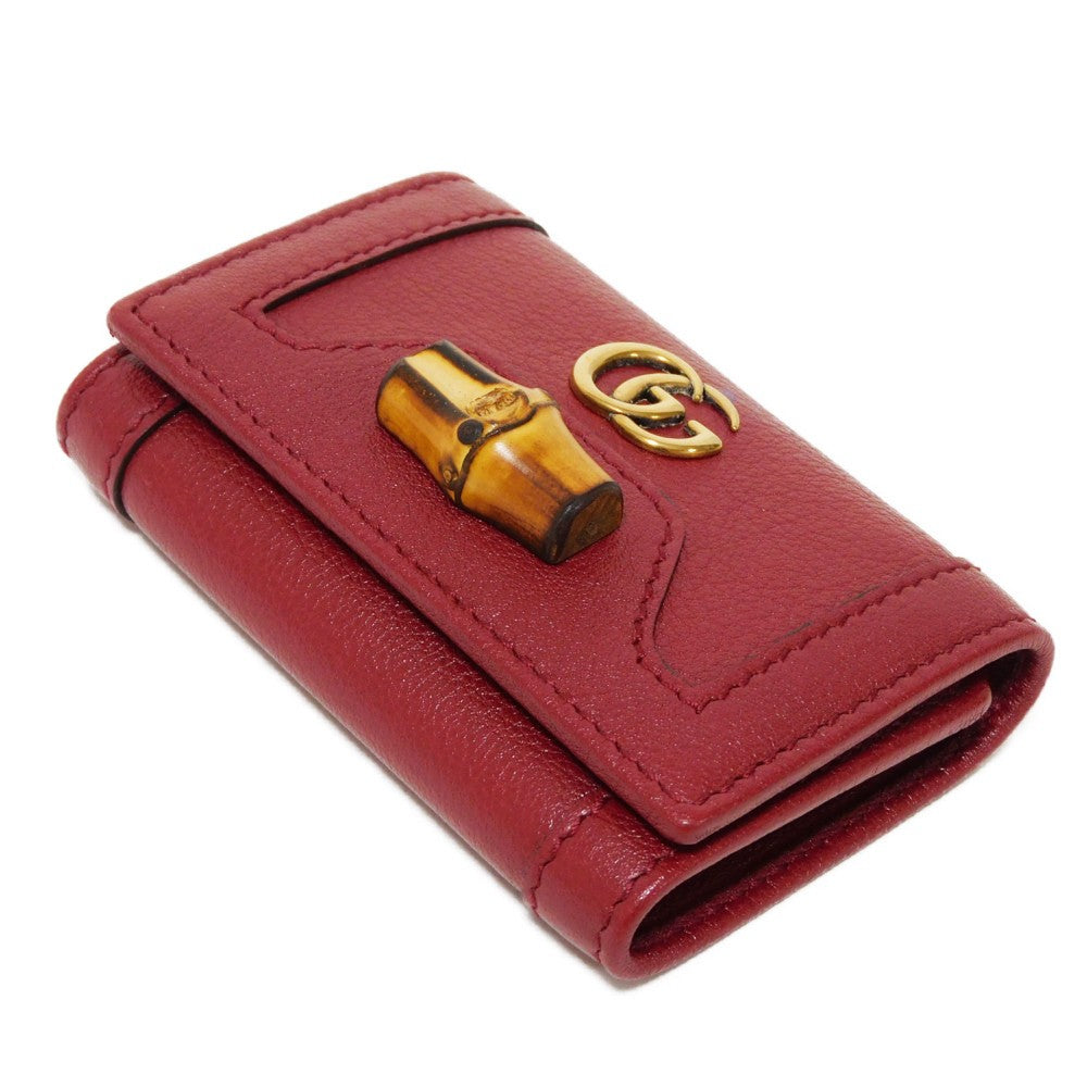 GUCCI Key case Key holder 658636 17Q0T 6638 Calf leather Red Double G Red GG Marmont Diana Bamboo 6-ring keychain Women