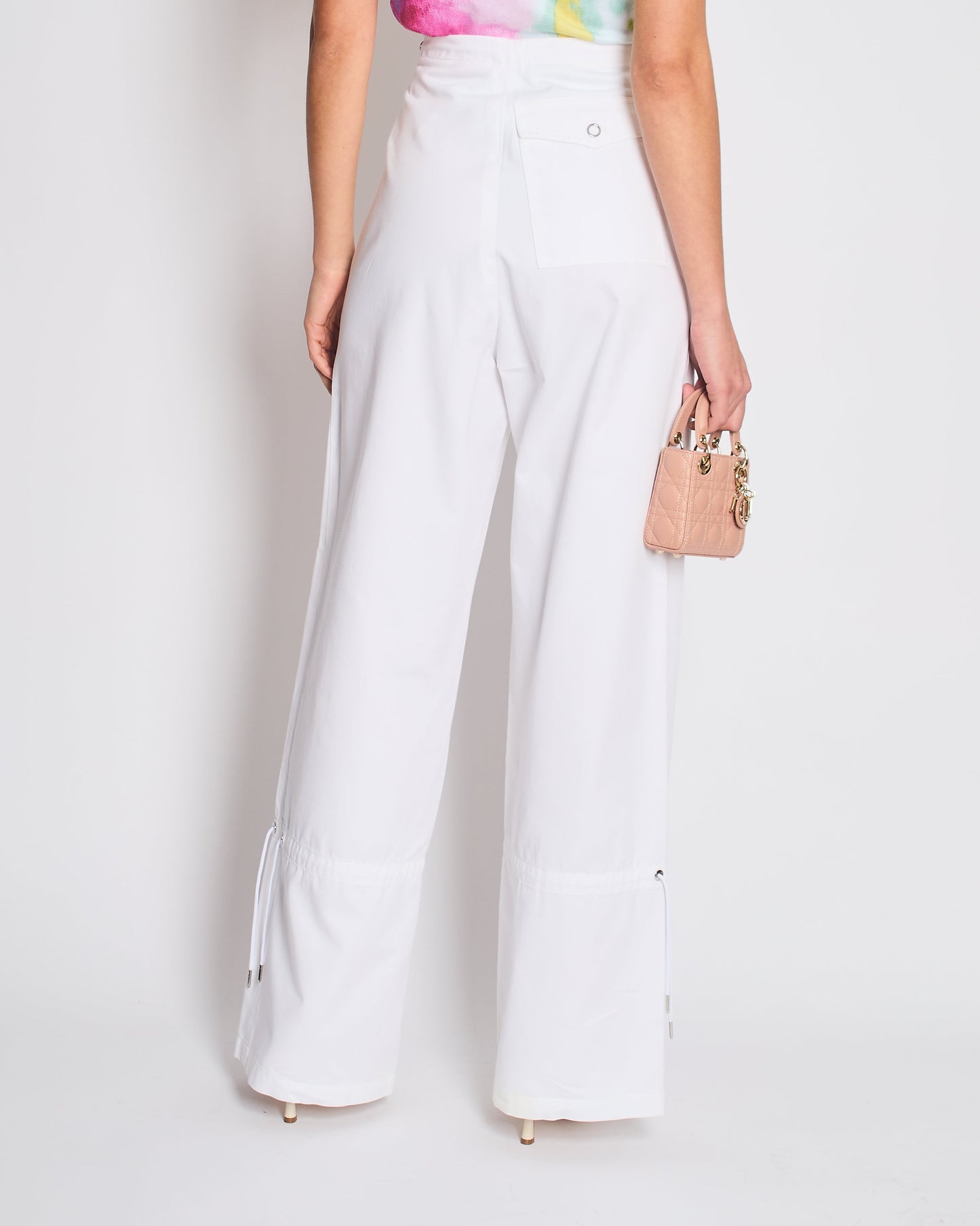 Dion Lee White Cargo Tro rs with Pocket and Drawstring Detail Size FR 34 (UK 6)