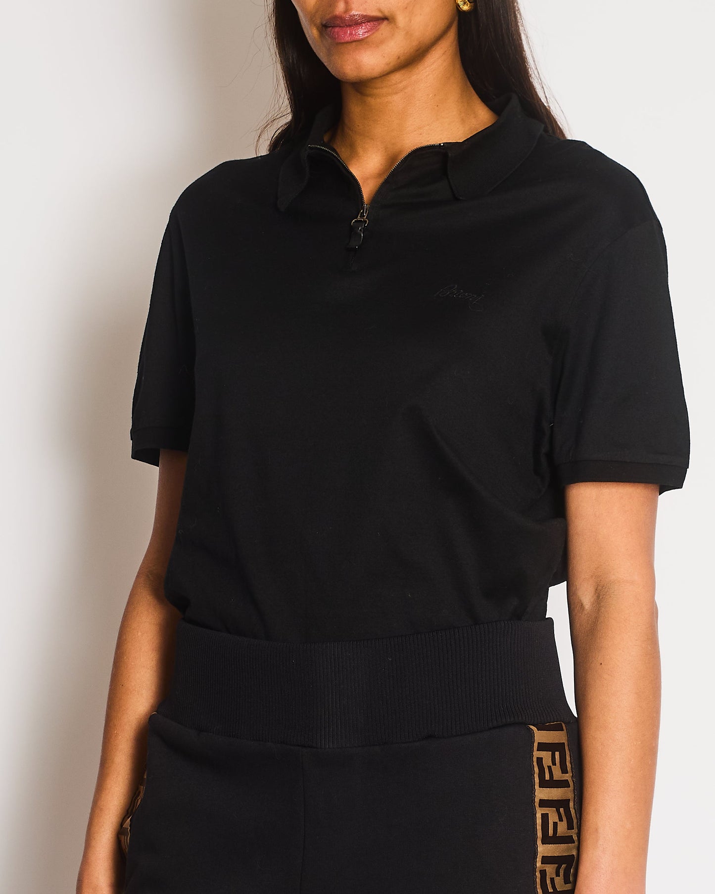 Brioni Black Logo Short Sleeve Polo Size S (UK 6/8)