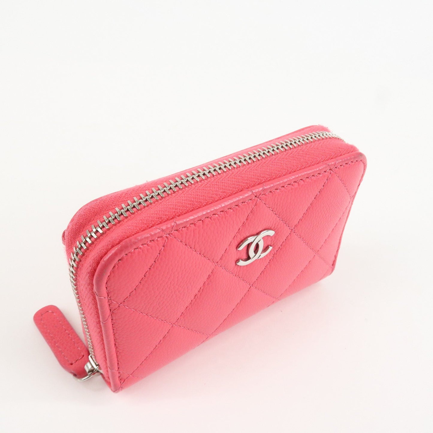 CHANEL Matelasse Lamb Skin Zip Around Coin Case Pink A69271 d
