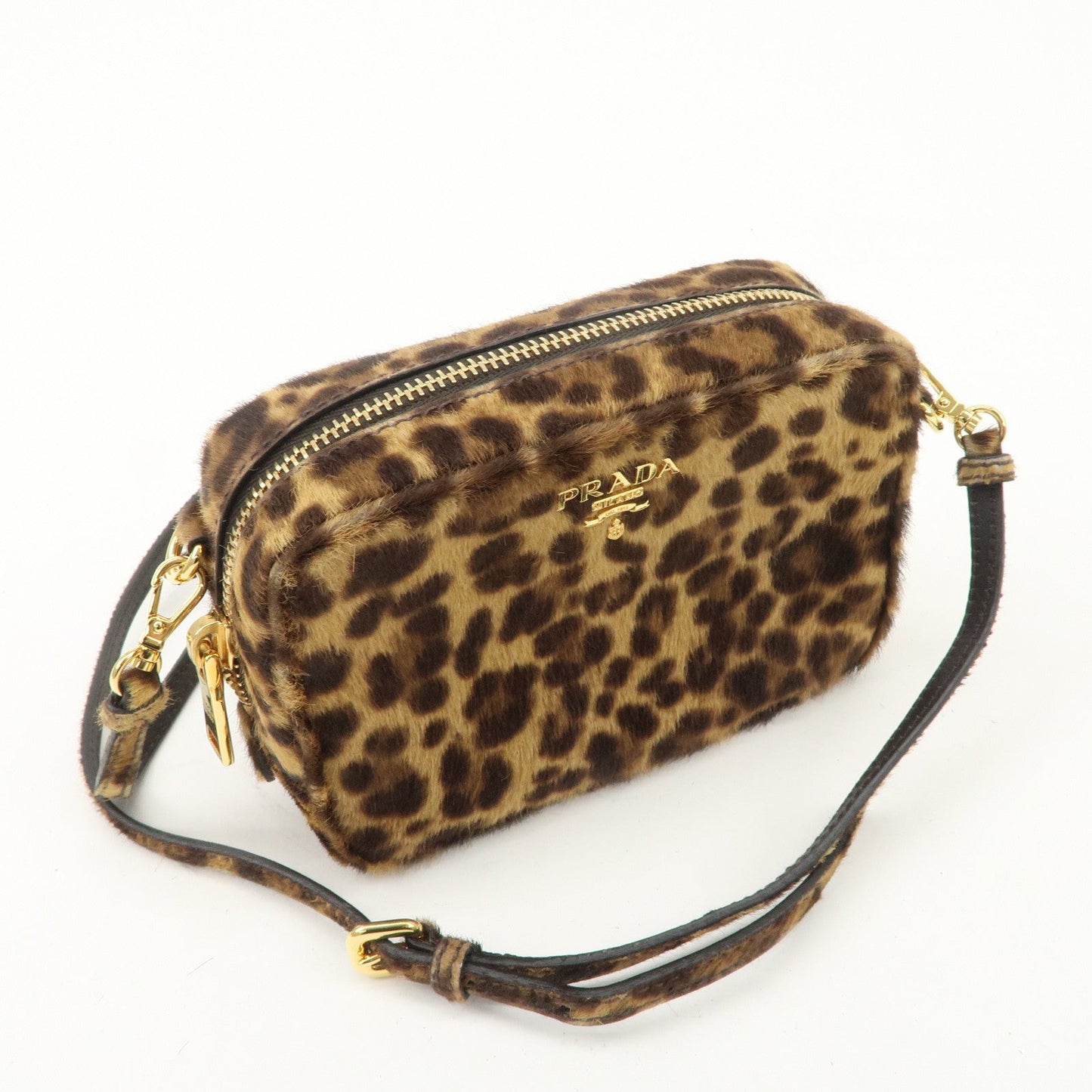 PRADA Logo Unborn Calf Shoulder Bag Pouch Brown 1NF674 d