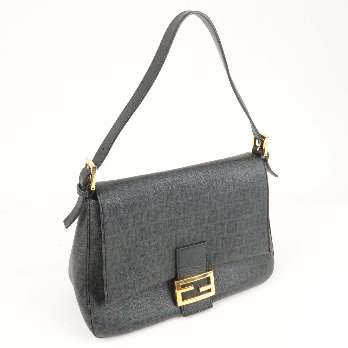 FENDI Zucchino Mamma Baguette Canvas Leather Shoulder Bag 8BR001