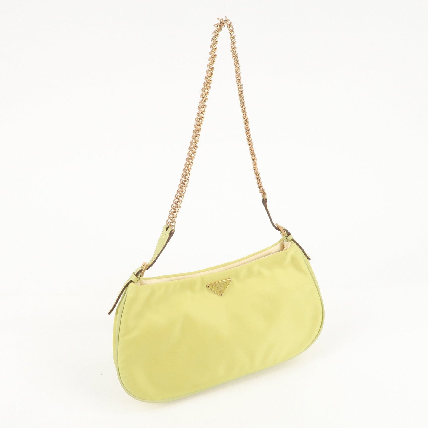PRADA Nylon Leather Chain Shoulder Bag Yellow BR0105 d