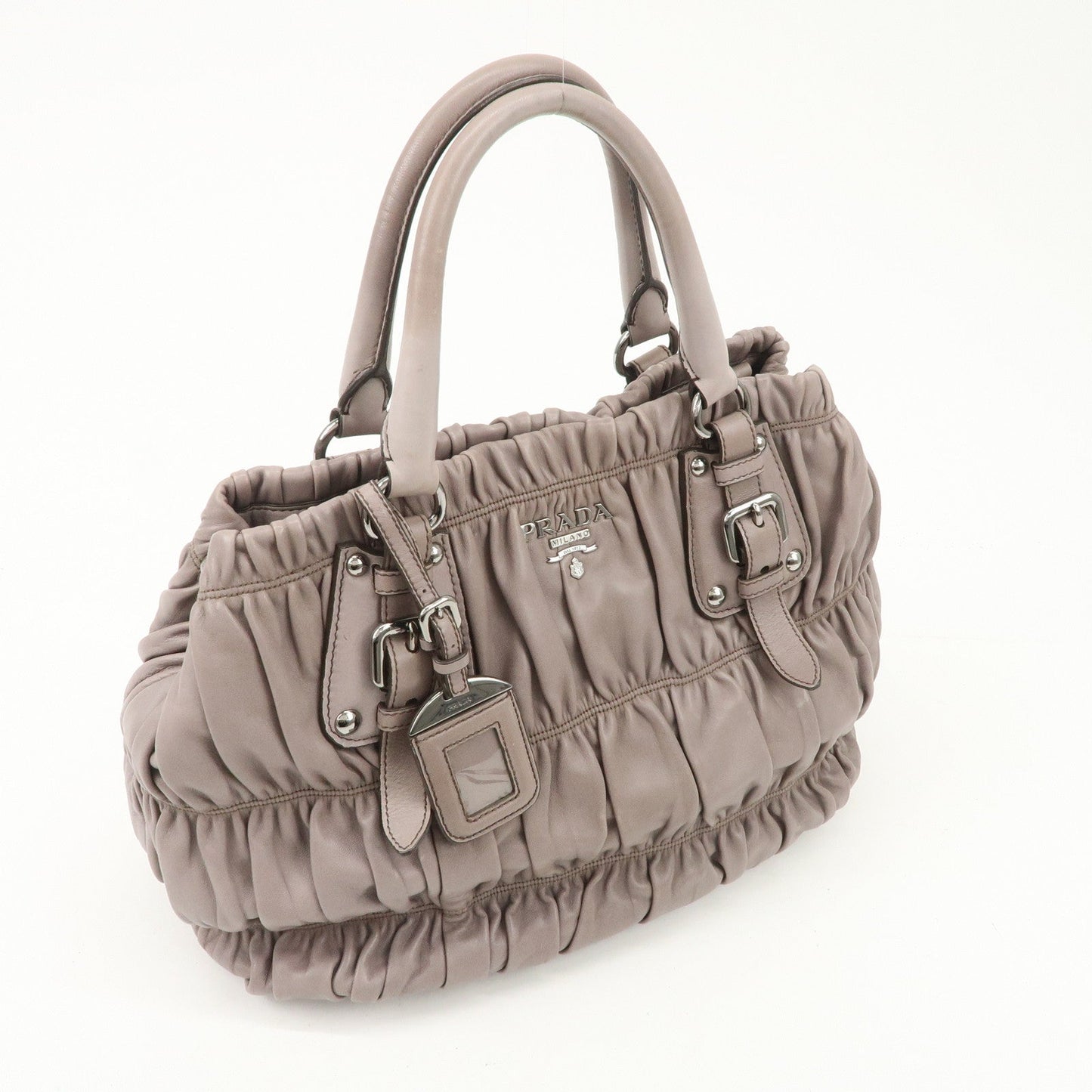 PRADA Nappa Gaufre Leather 2Way Bag Hand Bag Grey d