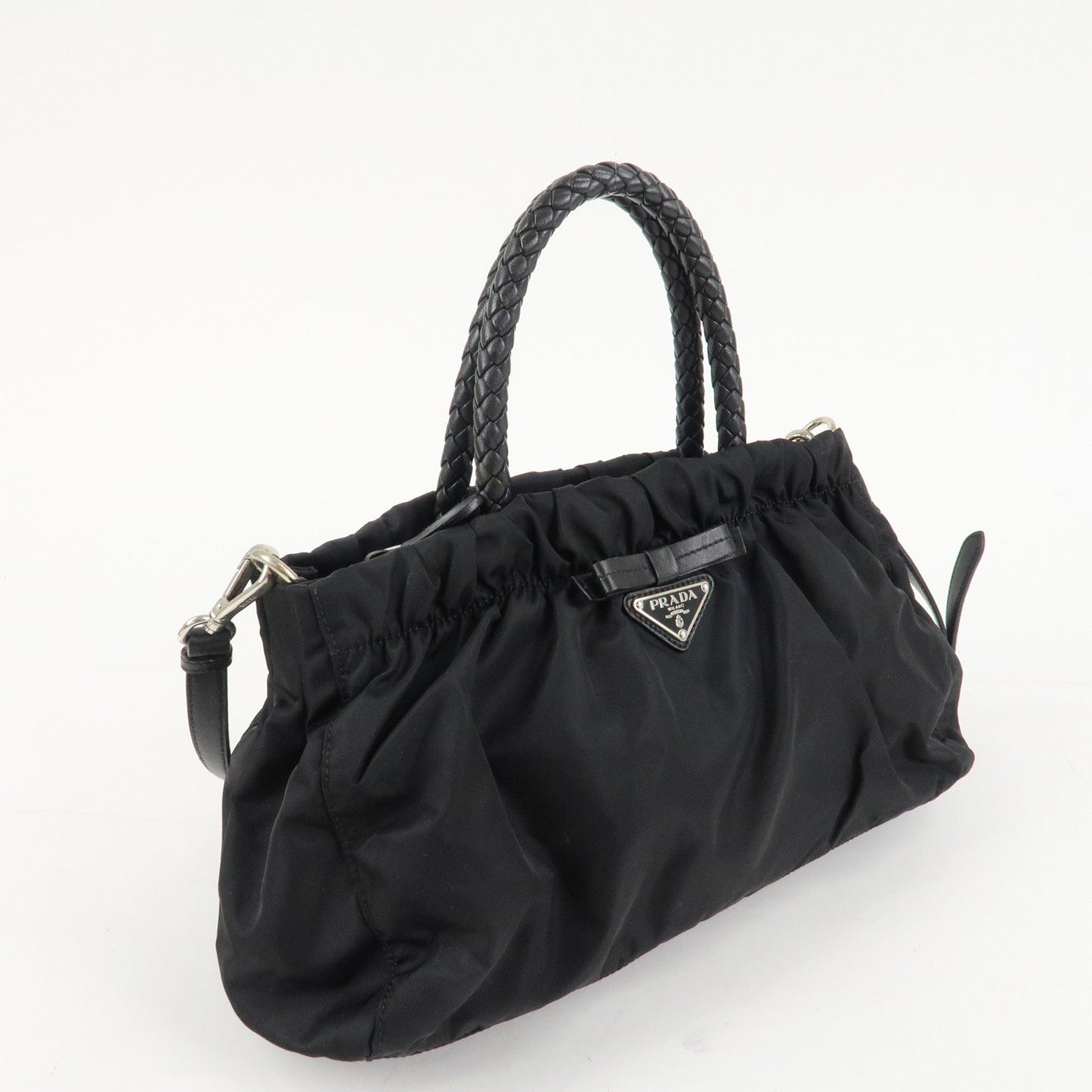 PRADA Nylon Leather Ribbon 2Way Shoulder Bag Black BN1631 d