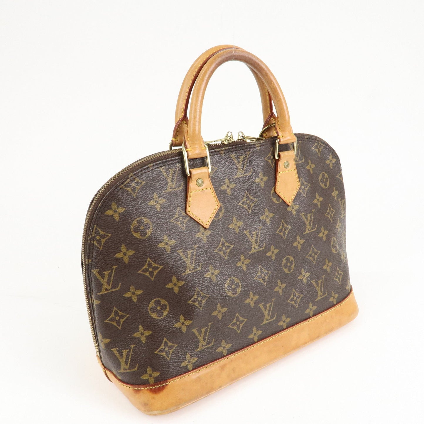 Louis Vuitton Monogram Alma Hand Bag Brown Gold Hardware M51130 d