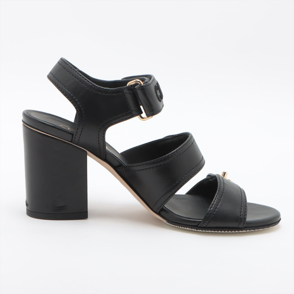 Chanel Coco 22SS Leather Sandal 35.5C Black G37387 Turn-Lock