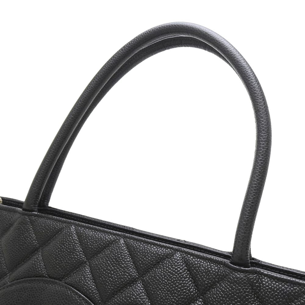 Chanel Reprint Tote Bag Caviar Skin Black x Silver Metal