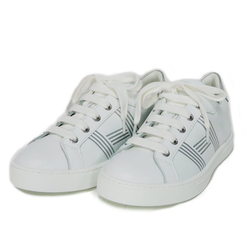 HERMES sneakers RG201115Z Calfskin White x silver H mark Avantage Women 35 d