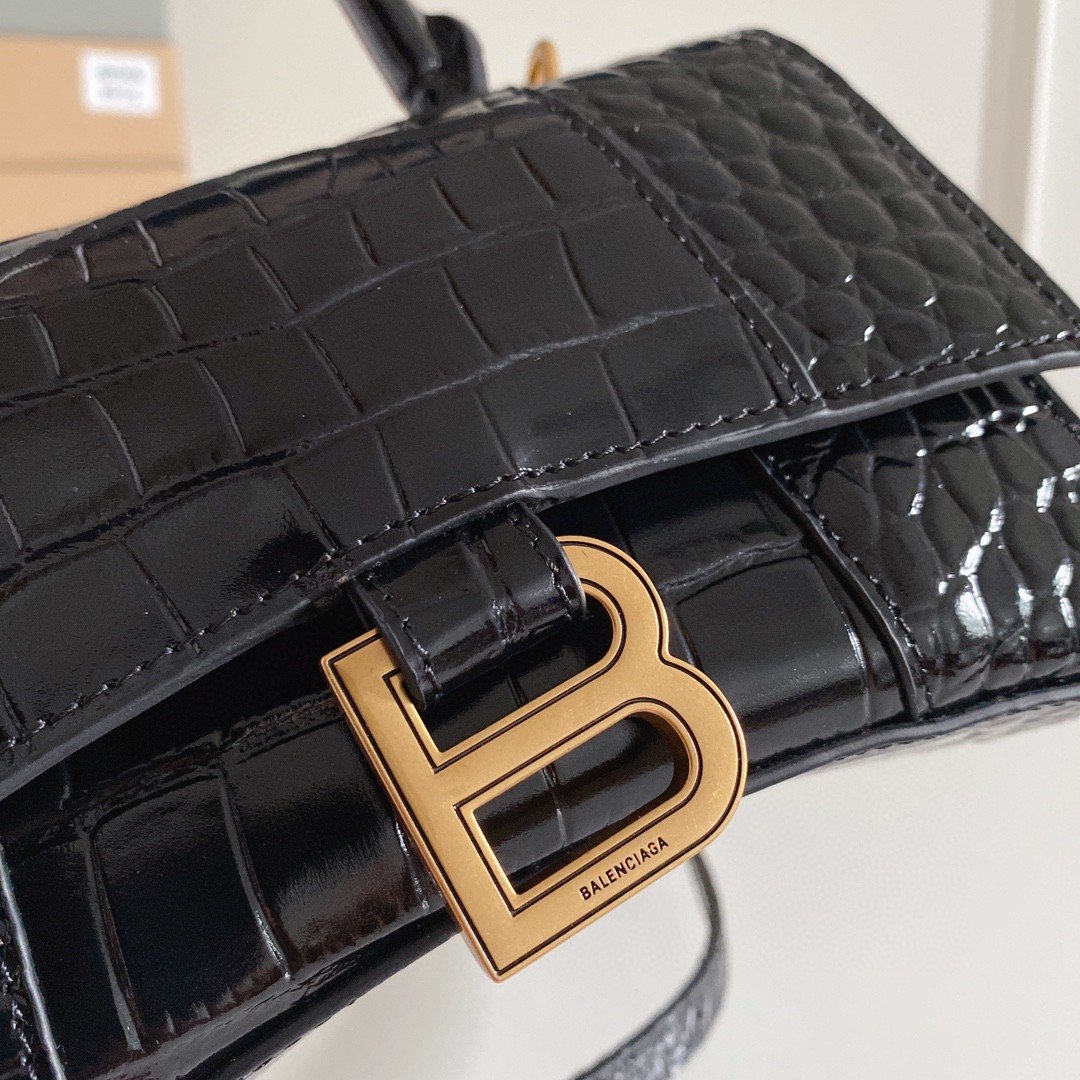 Balenciaga Hourglass XS Handbag In Black, For Women, Womenâs Bags 7.4in/19cm