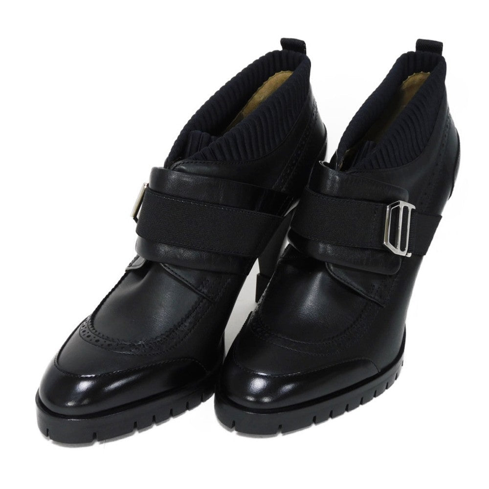 HERMES Booties Goatskin black Gillies Derby Spicy Women 37 1/2 d