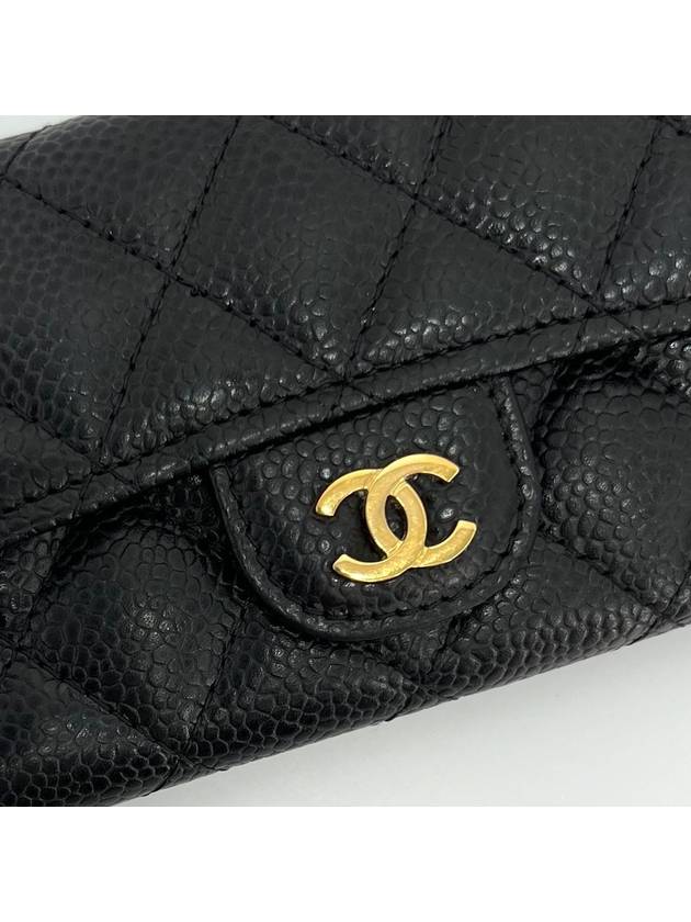 Caviar flap card wallet black Chanel