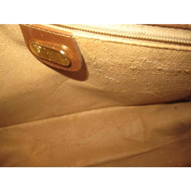Gucci Brown Leather Small G Logo Print In Shades Of Brown With Red Green