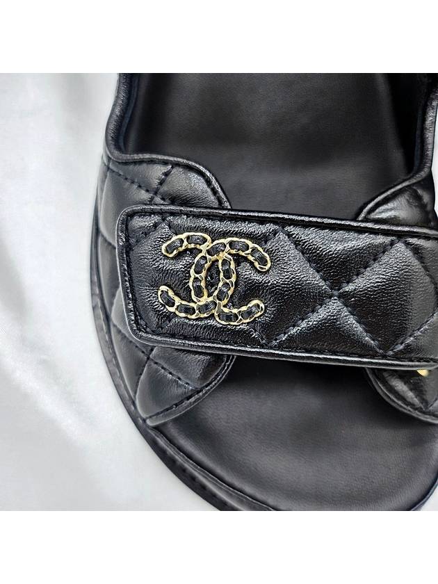 CC Logo Velcro Sandals Black Chanel