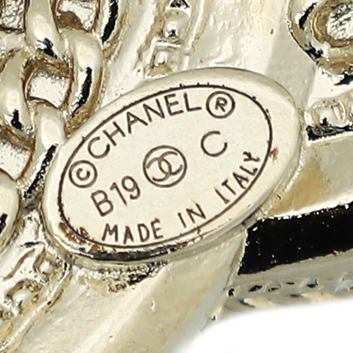 Chanel White CC w/Crystal & Faux Pearl Brooch