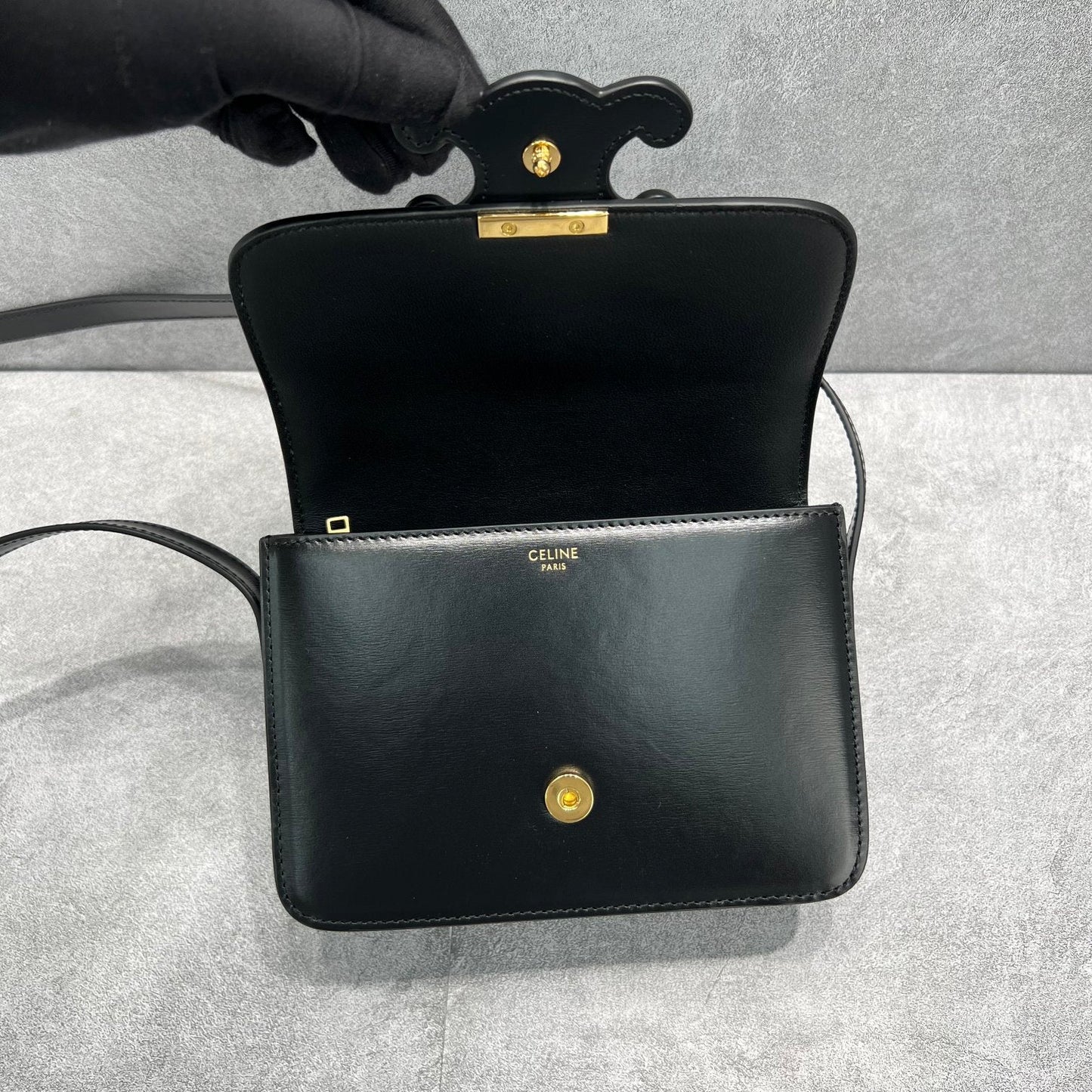 Top Quality Classique Cuir Triomphe Bag Black For Women 9in/22cm